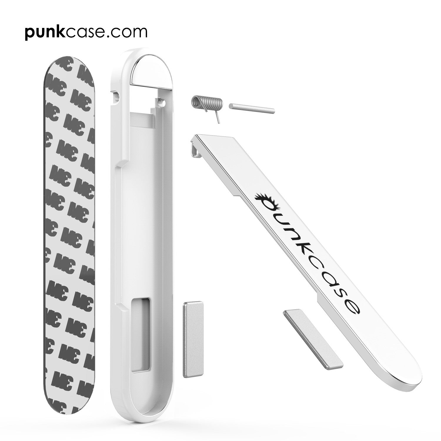 PUNKCASE FlickStick Universal Cell Phone Kickstand for all Mobile Phones & Cases with Flat Backs, One Finger Operation (White)