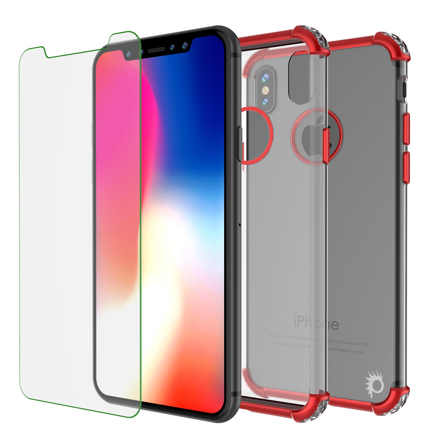 iPhone X Case, Punkcase BLAZE Red Series Protective Cover W/ PunkShield Screen Protector