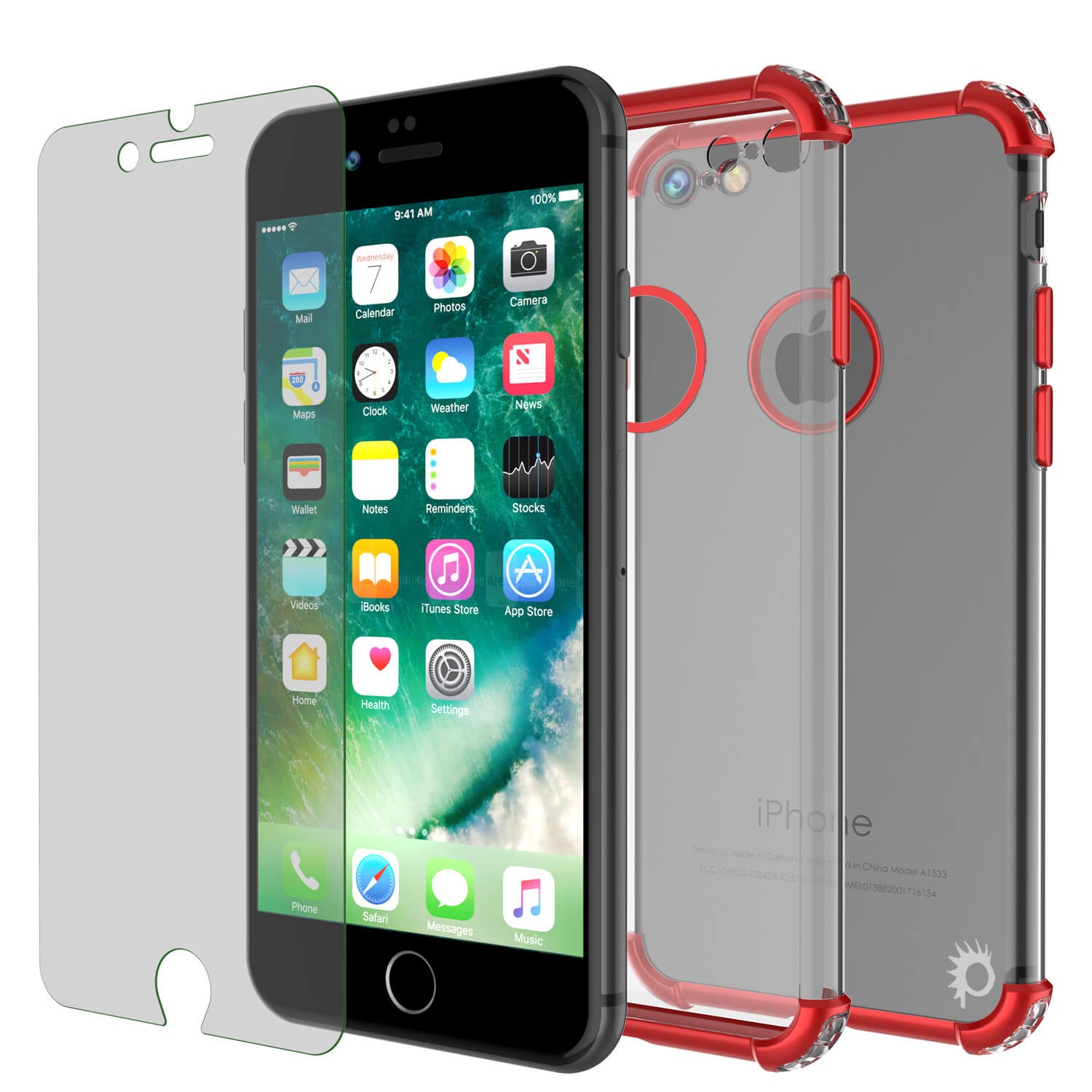 iPhone 7 Case, Punkcase [BLAZE Red SERIES] Protective Cover W/ PunkShield Screen Protector
