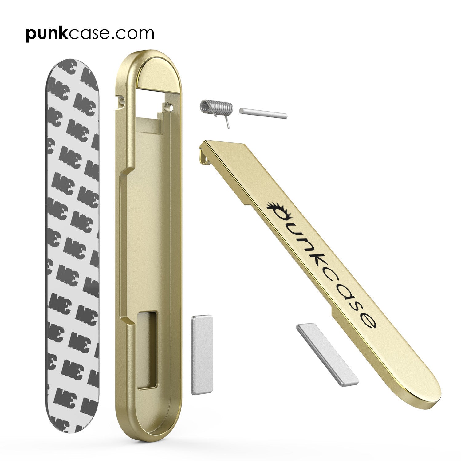 PUNKCASE FlickStick Universal Cell Phone Kickstand for all Mobile Phones & Cases with Flat Backs, One Finger Operation (Gold)
