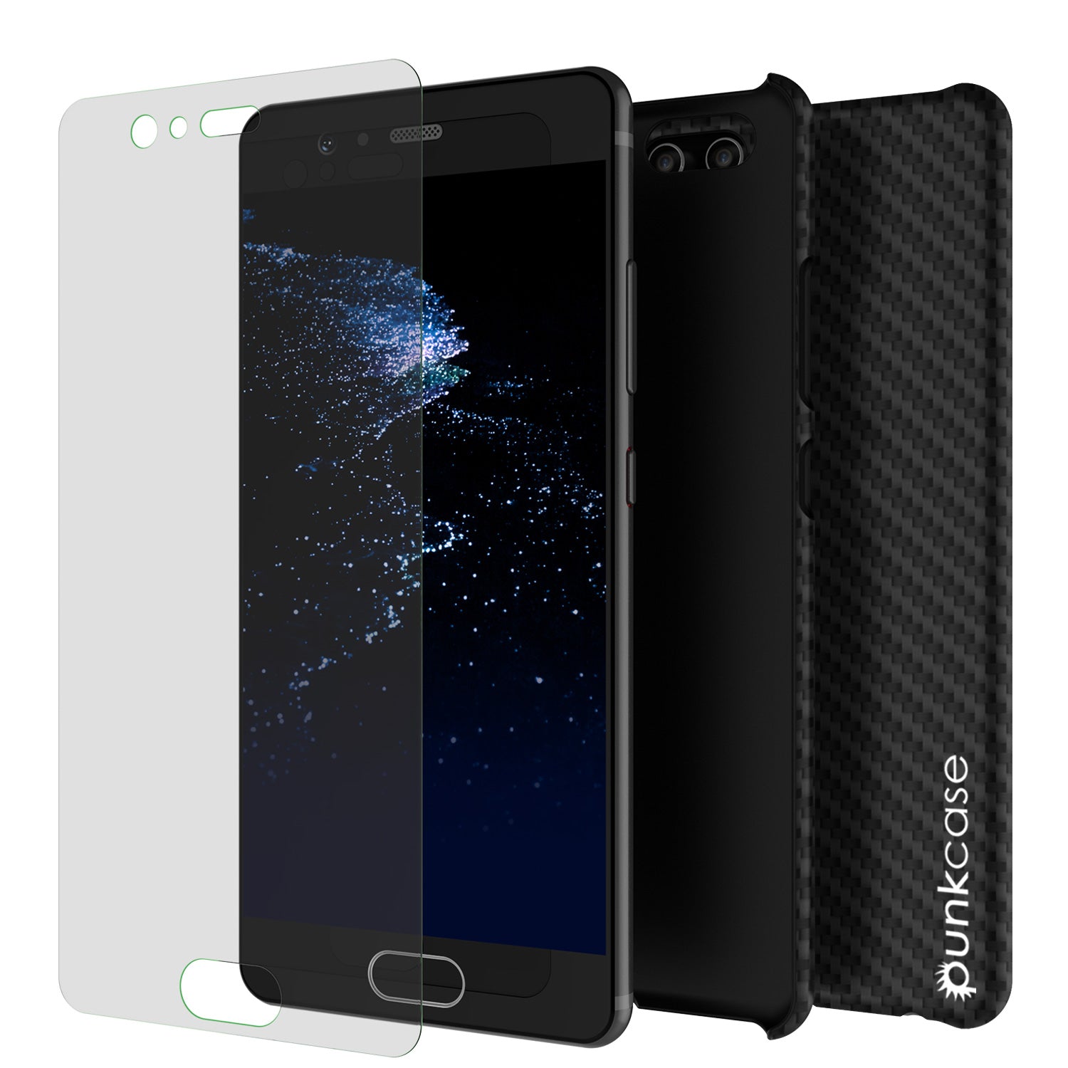 Huawei P10 Case, Punkcase CarbonShield, Heavy Duty [Jet Black] Cover