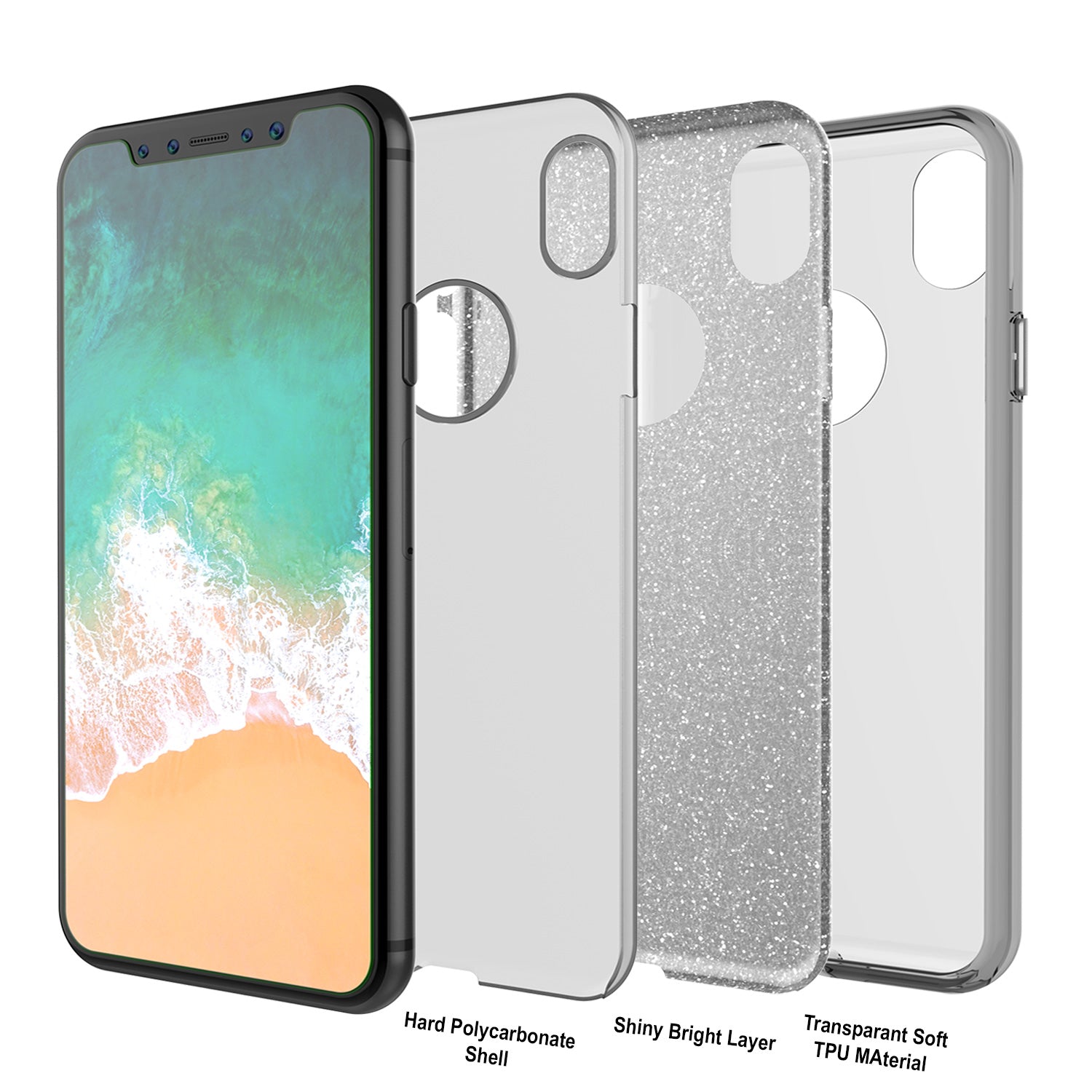 iPhone X Case, Punkcase Galactic 2.0 Series Ultra Slim w/ Tempered Glass Screen Protector | [Silver]