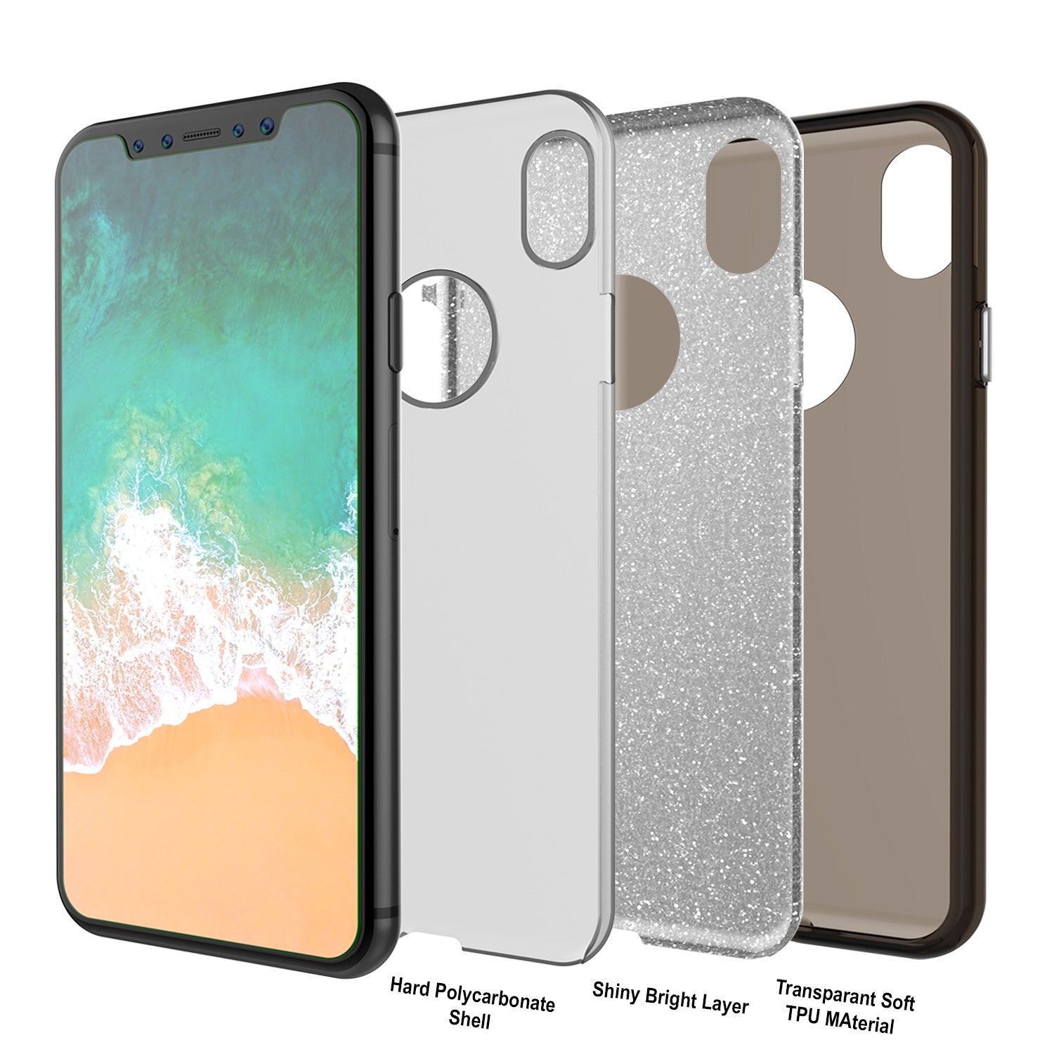 iPhone X Case, Punkcase Galactic 2.0 Series Ultra Slim w/ Tempered Glass Screen Protector | [Black/Grey]