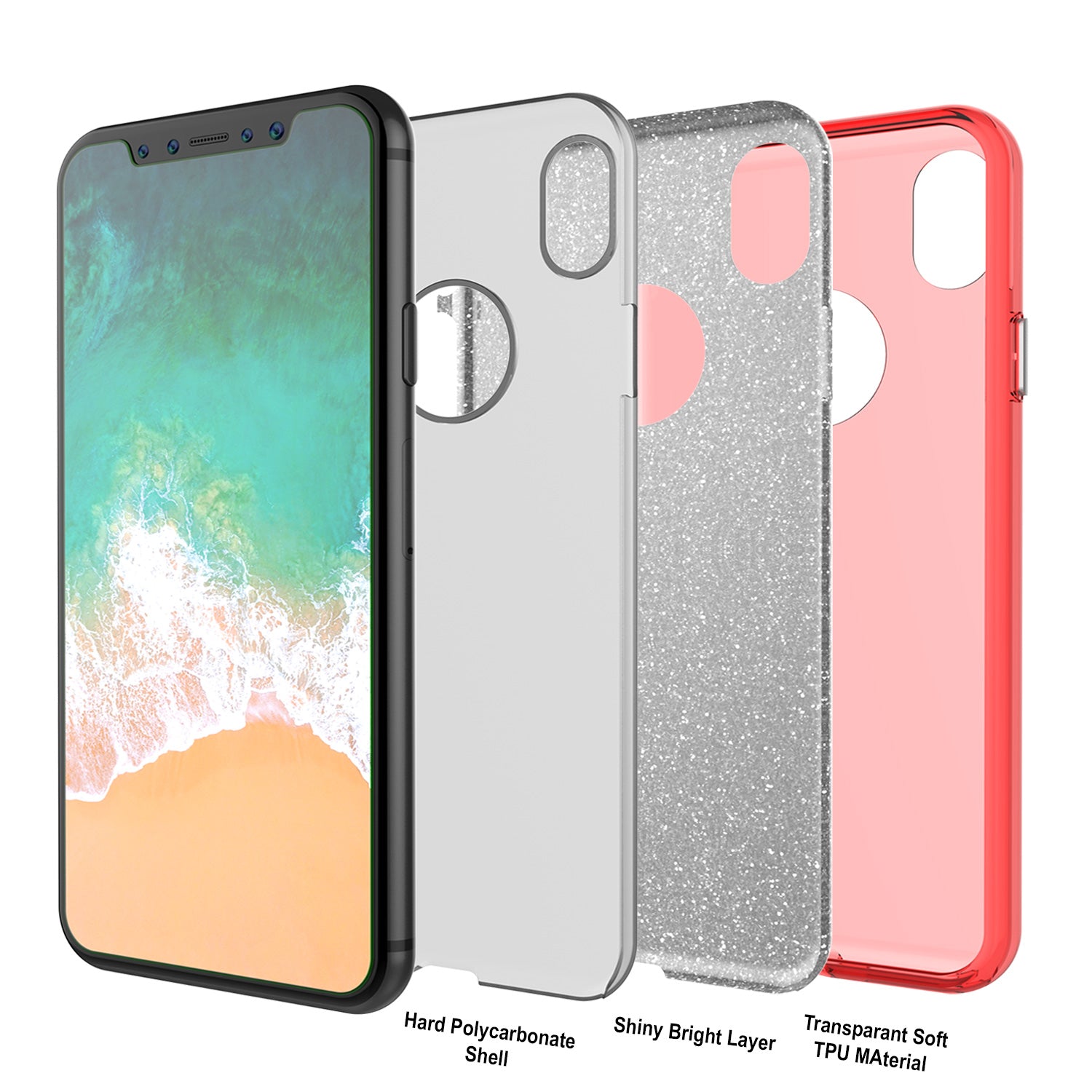 iPhone X Case, Punkcase Galactic 2.0 Series Ultra Slim w/ Tempered Glass Screen Protector | [Red]