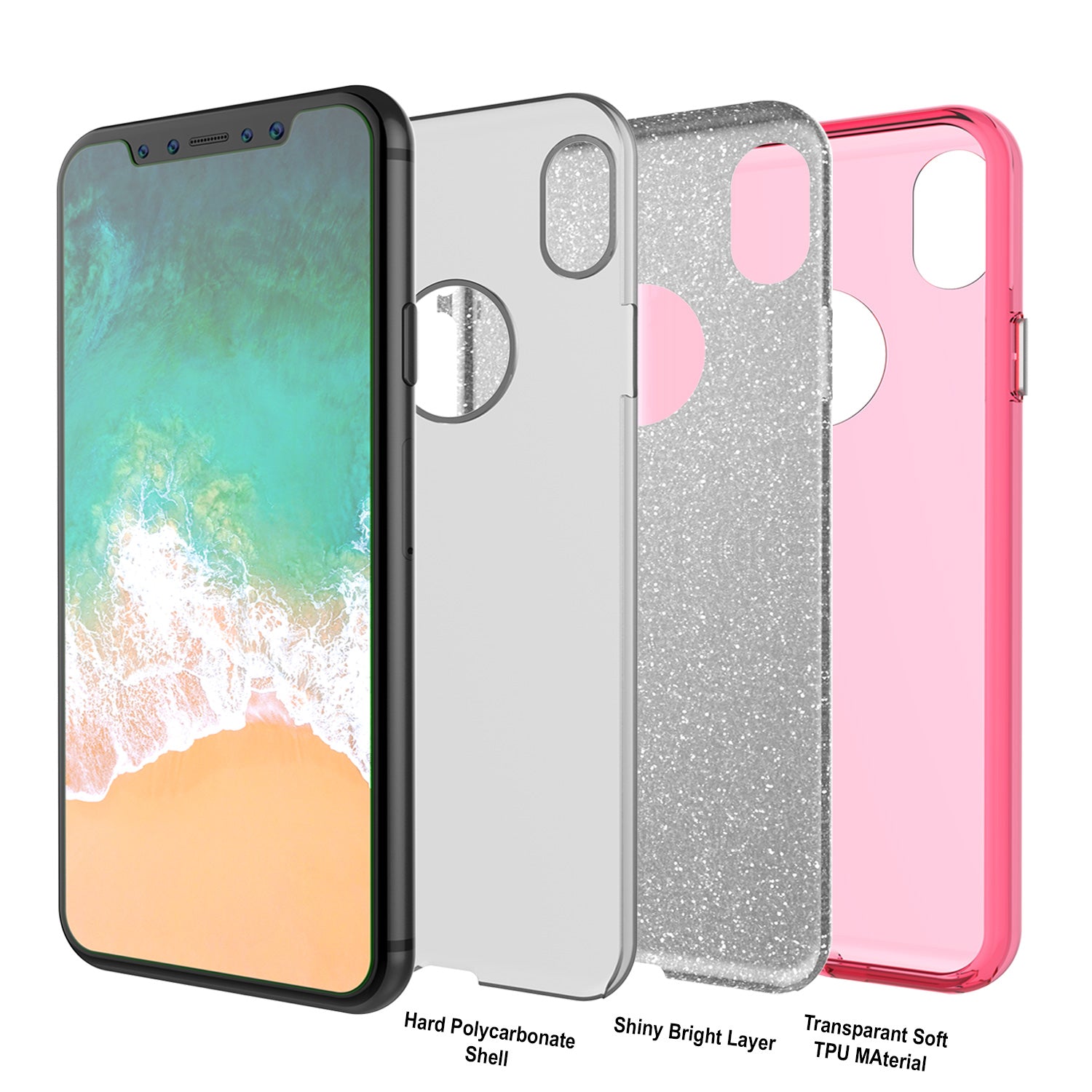 iPhone X Case, Punkcase Galactic 2.0 Series Ultra Slim w/ Tempered Glass Screen Protector | [Pink]