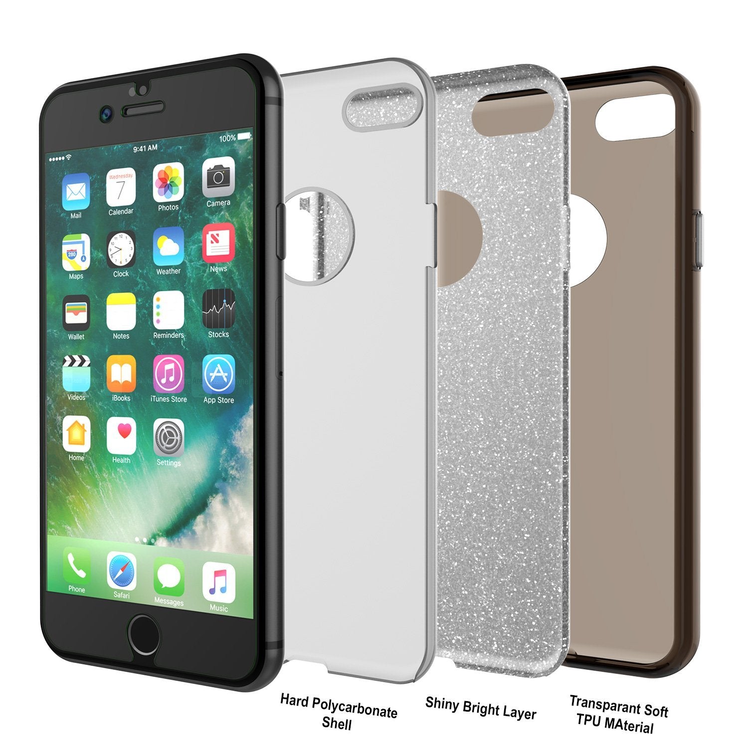 iPhone SE (4.7") Case, Punkcase Galactic 2.0 Series Ultra Slim Protective Armor TPU Cover [Black/Grey]