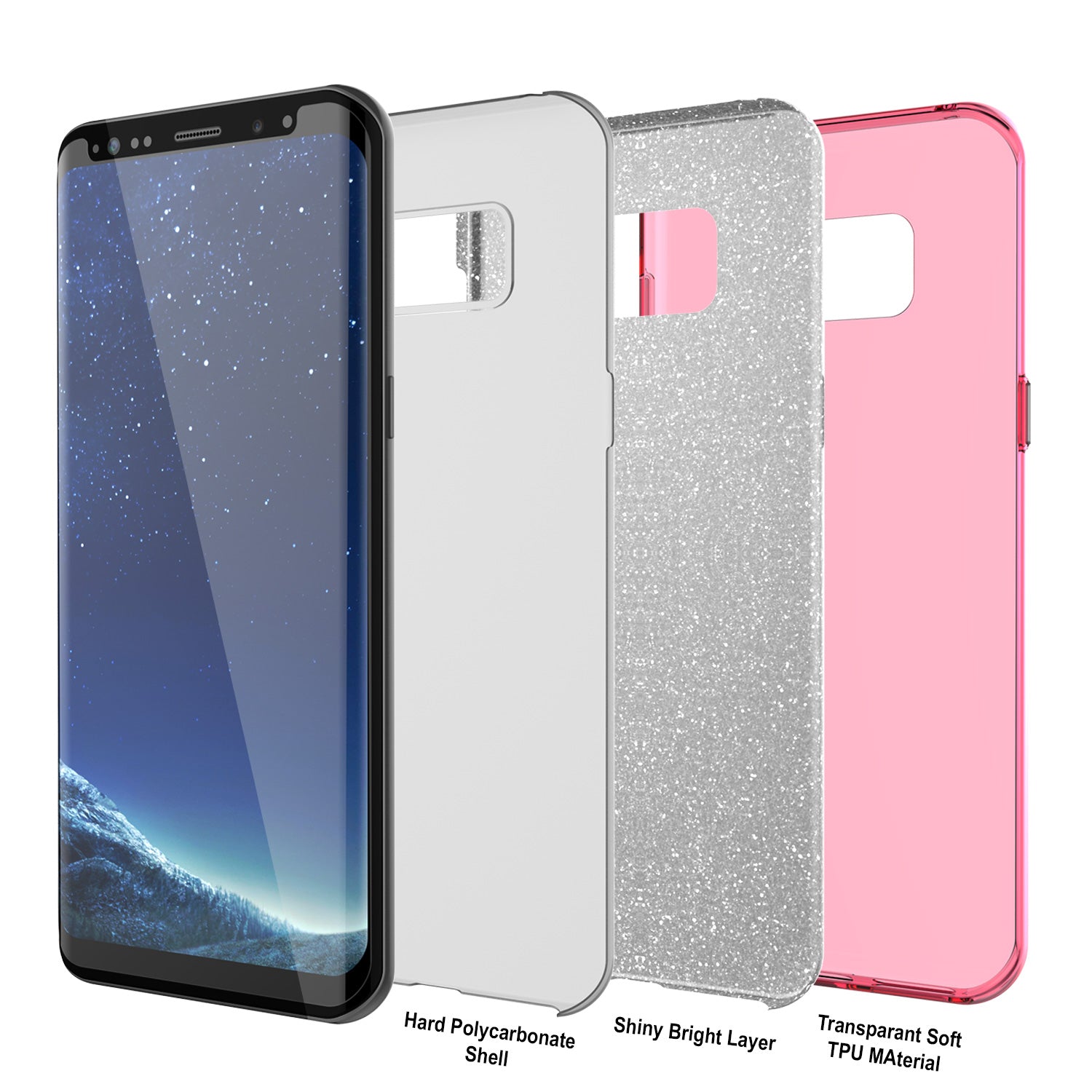 Galaxy S8 Case, Punkcase Galactic 2.0 Series Ultra Slim Protective Armor TPU Cover w/ PunkShield Screen Protector [Pink]