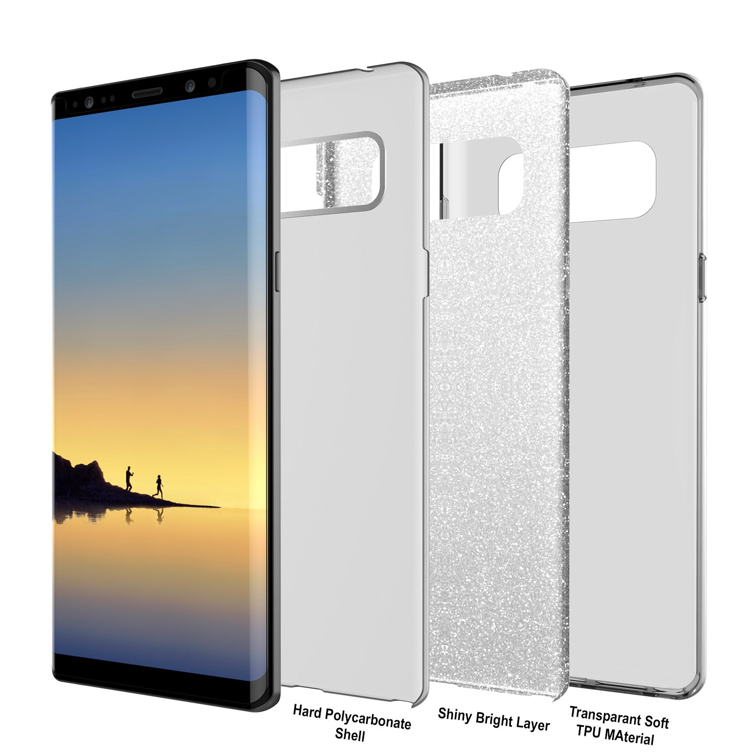 Galaxy Note 8  Punkcase Galactic 2.0 Series Ultra Slim Case [Silver]