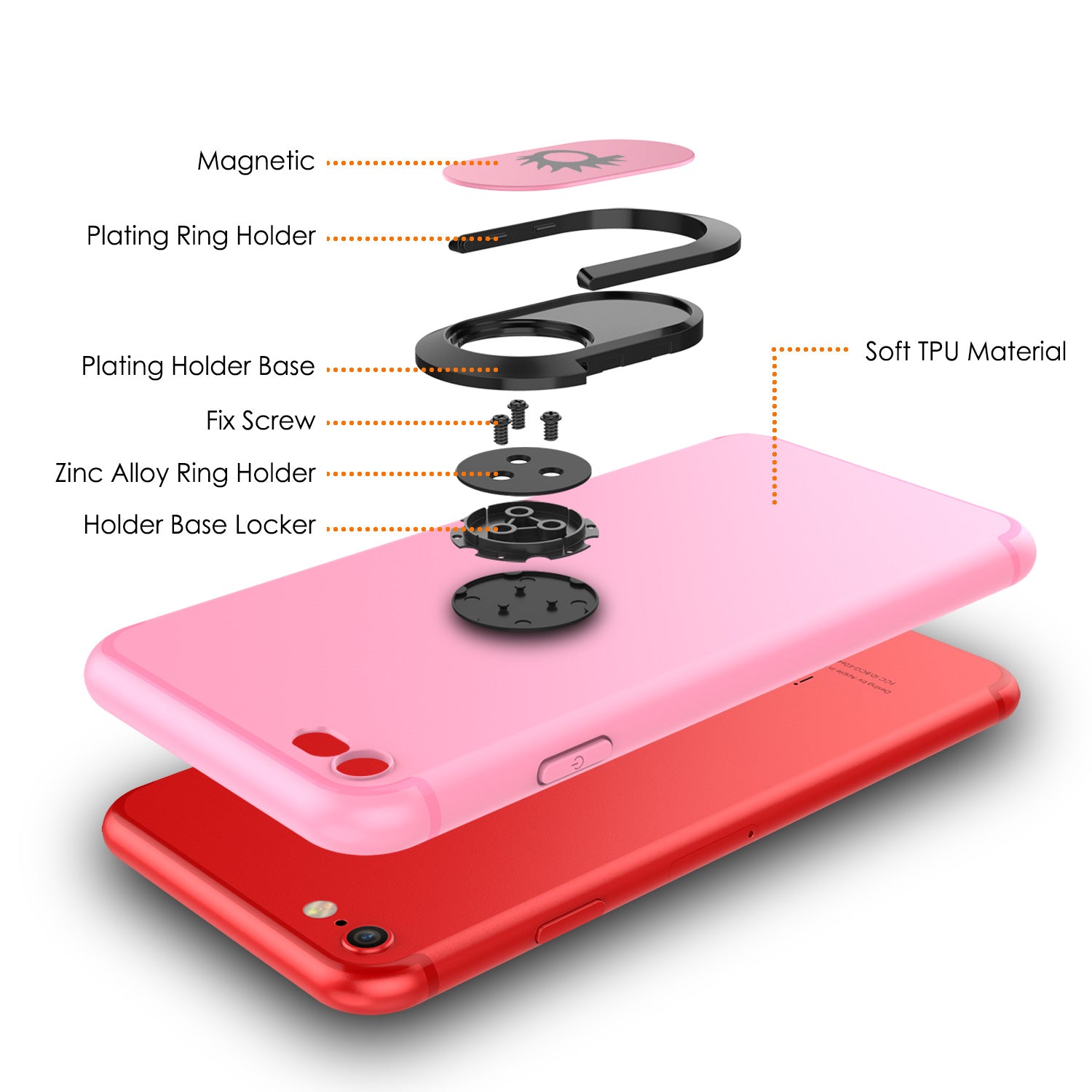 iPhone 8 Case, Punkcase Magnetix Protective TPU Cover W/ Kickstand, Tempered Glass Screen Protector [pink]