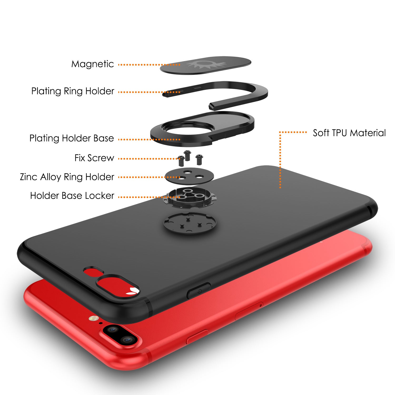 iPhone 8 PLUS Case, Punkcase Magnetix Protective TPU Cover W/ Kickstand, Tempered Glass Screen Protector [Black]