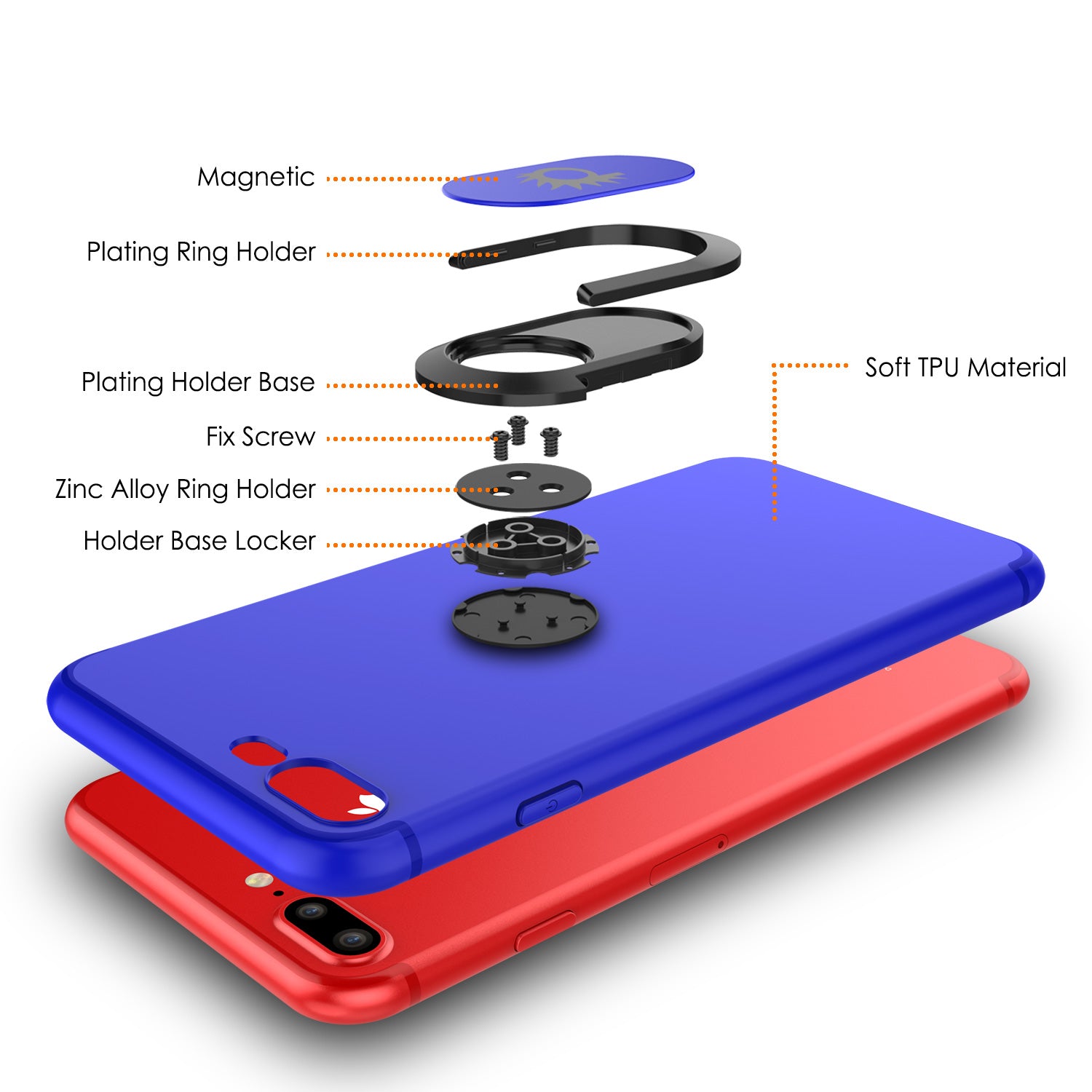 iPhone 8 PLUS Case, Punkcase Magnetix Protective TPU Cover W/ Kickstand, Tempered Glass Screen Protector [Blue]