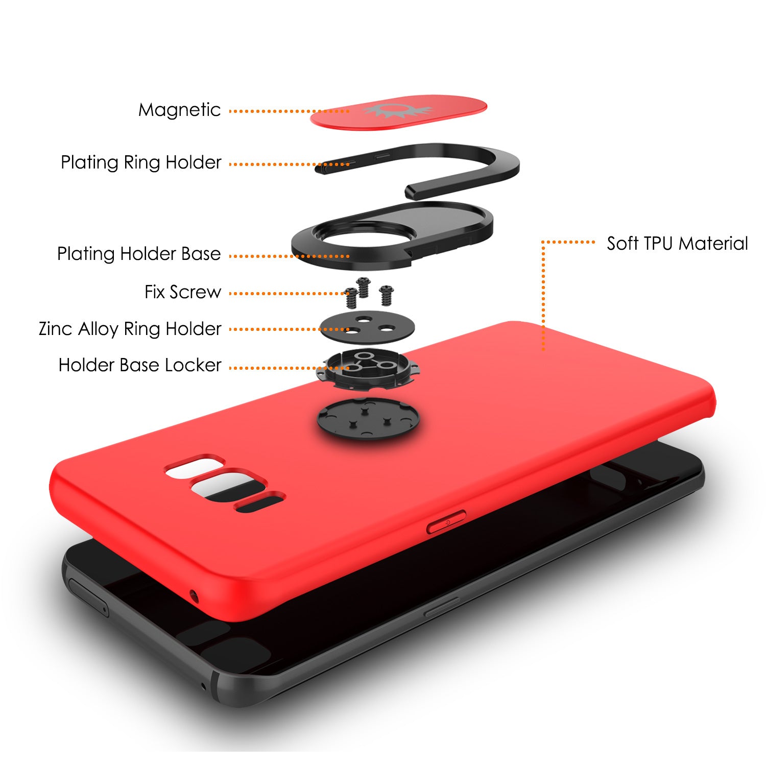 Galaxy S8 PLUS, Punkcase Magnetix Protective TPU Cover W/ Kickstand, Screen Protector [Red]