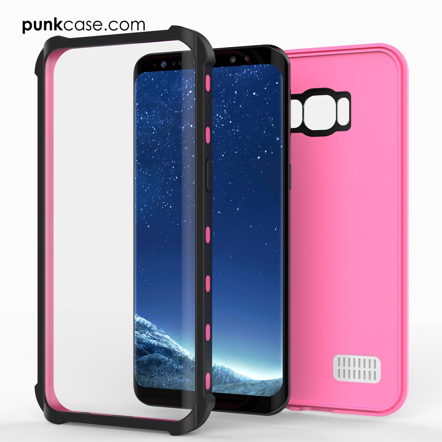 Galaxy S8 Waterproof Case, Punkcase [KickStud Series] [Slim Fit] [IP68 Certified] [Shockproof] [Snowproof] Armor Cover [PINK]