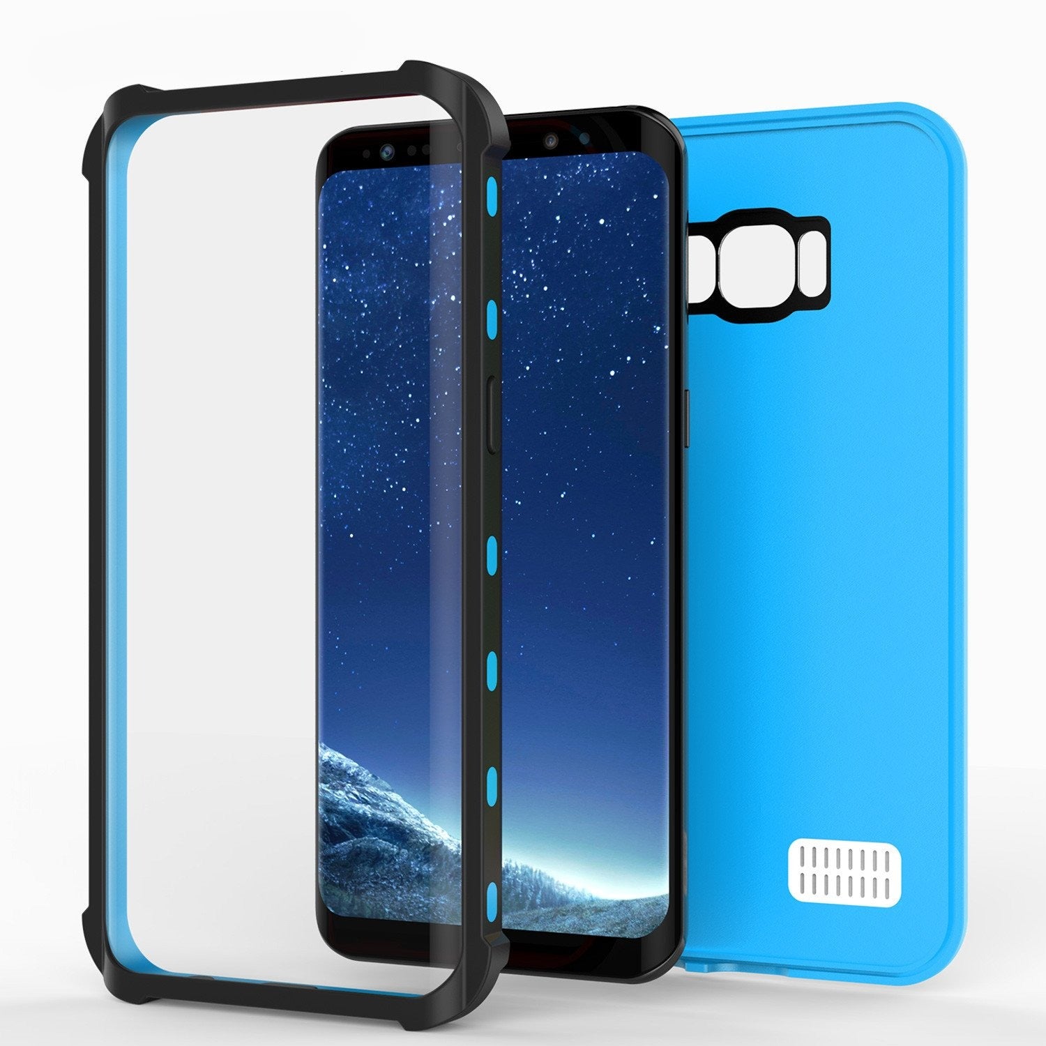 Galaxy S8 Waterproof Case, Punkcase [KickStud Series] [Slim Fit] [IP68 Certified] [Shockproof] [Snowproof] Armor Cover [LIGHT BLUE]