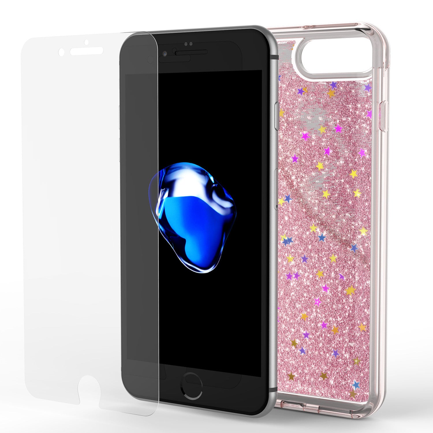 iPhone 7+Plus Case, PunkCase LIQUID Rose Series, Protective Dual Layer Floating Glitter Cover