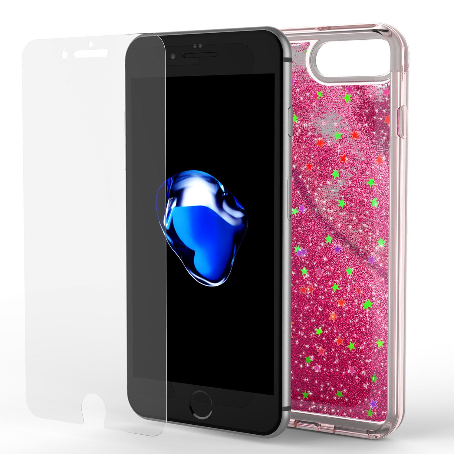 iPhone 7+Plus Case, PunkCase LIQUID Pink Series, Protective Dual Layer Floating Glitter Cover, Pink iPhone 7+Plus Case, PunkCase LIQUID Pink Series, Protective Dual Layer Floating Glitter Cover, Pink