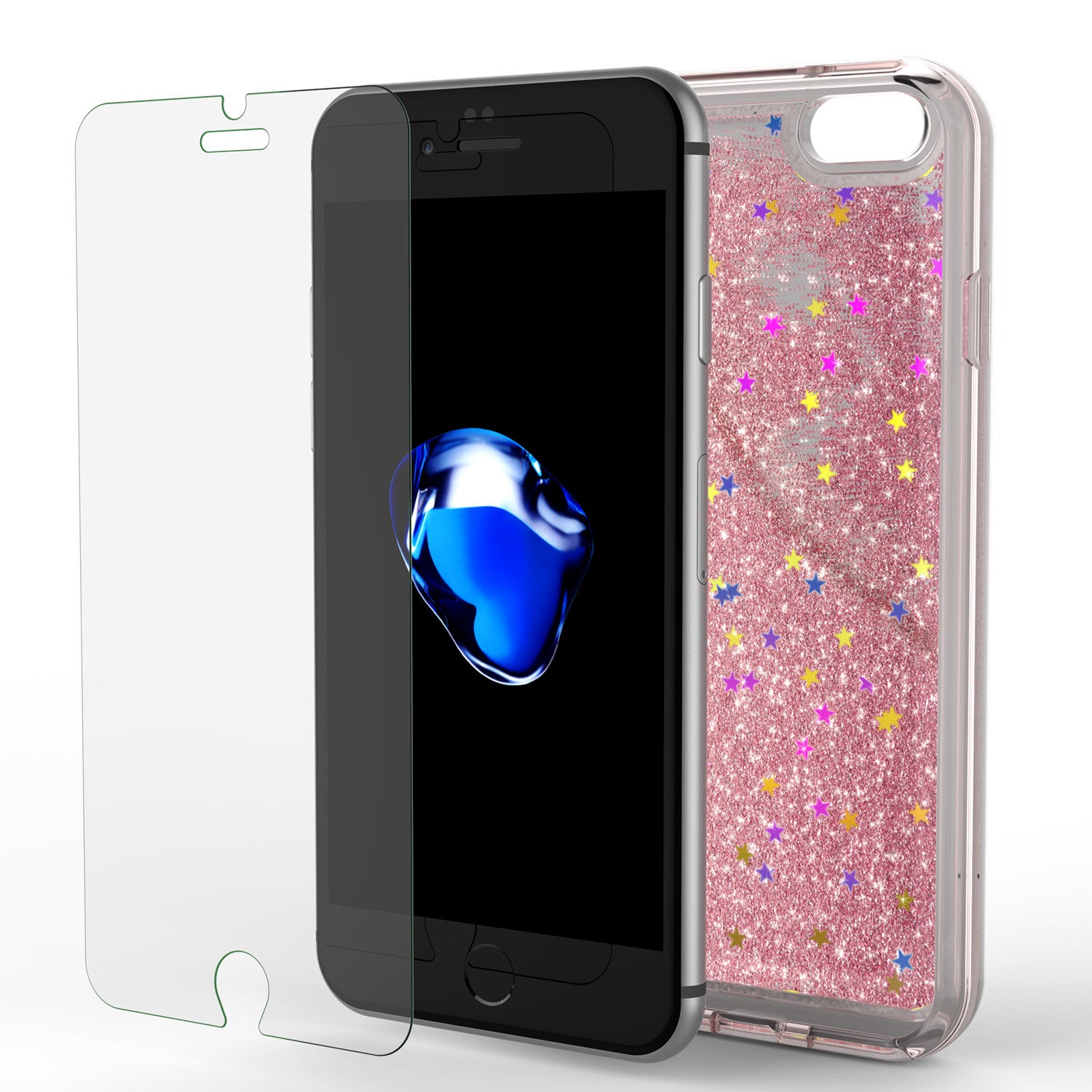 iPhone 7 Case, PunkCase LIQUID Rose Series, Protective Dual Layer Floating Glitter Cover