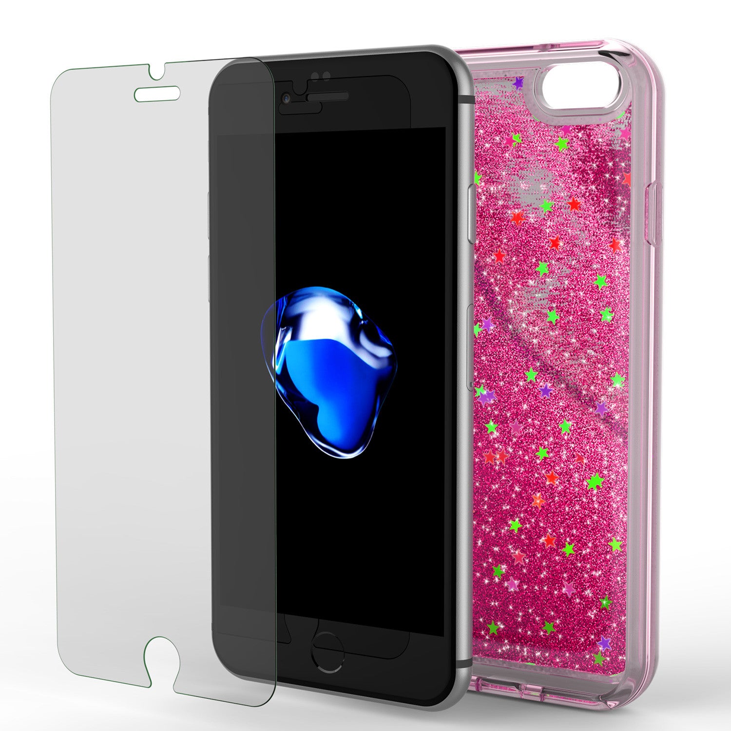 iPhone 7 Case, PunkCase LIQUID Pink Series, Protective Dual Layer Floating Glitter Cover