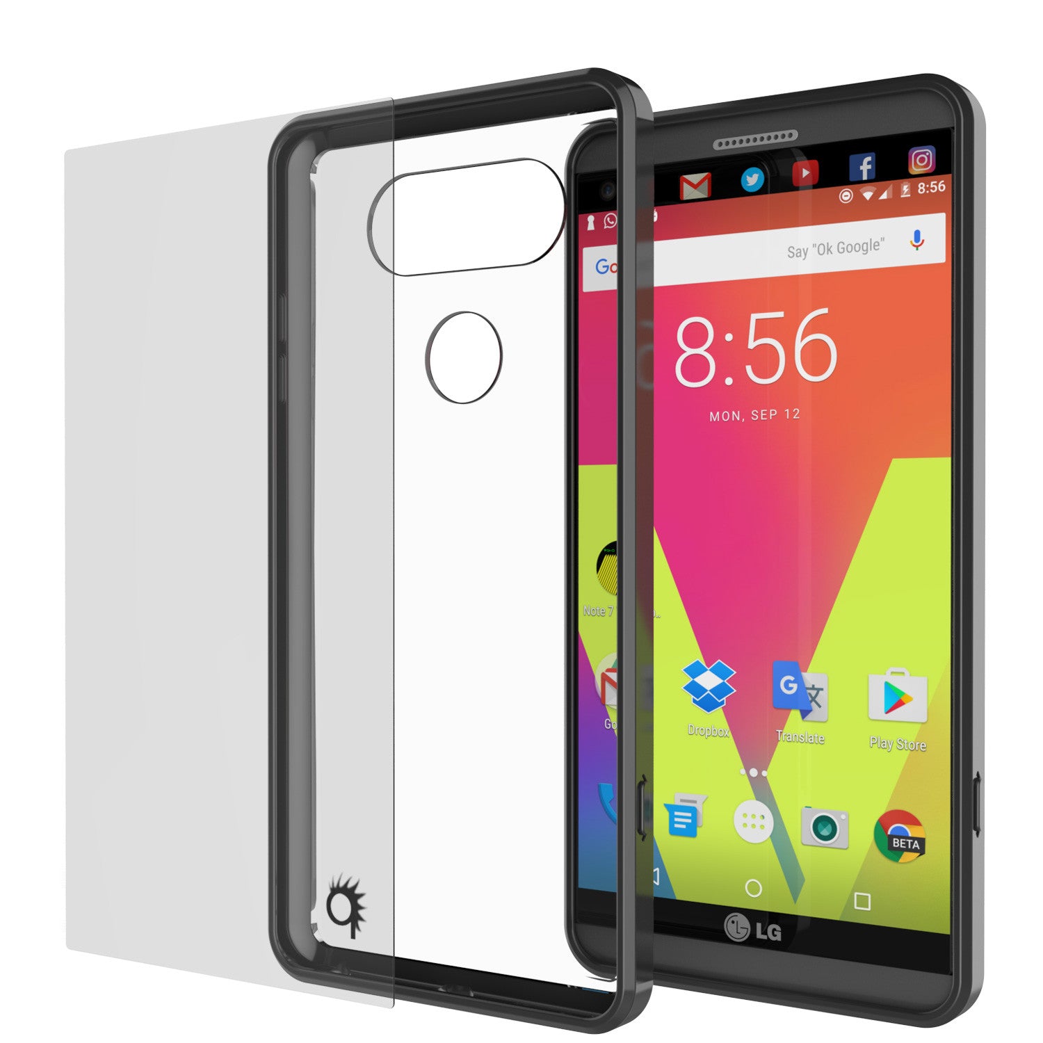 LG v20 Case Punkcase® LUCID 2.0 Black Series w/ PUNK SHIELD Glass Screen Protector | Ultra Fit