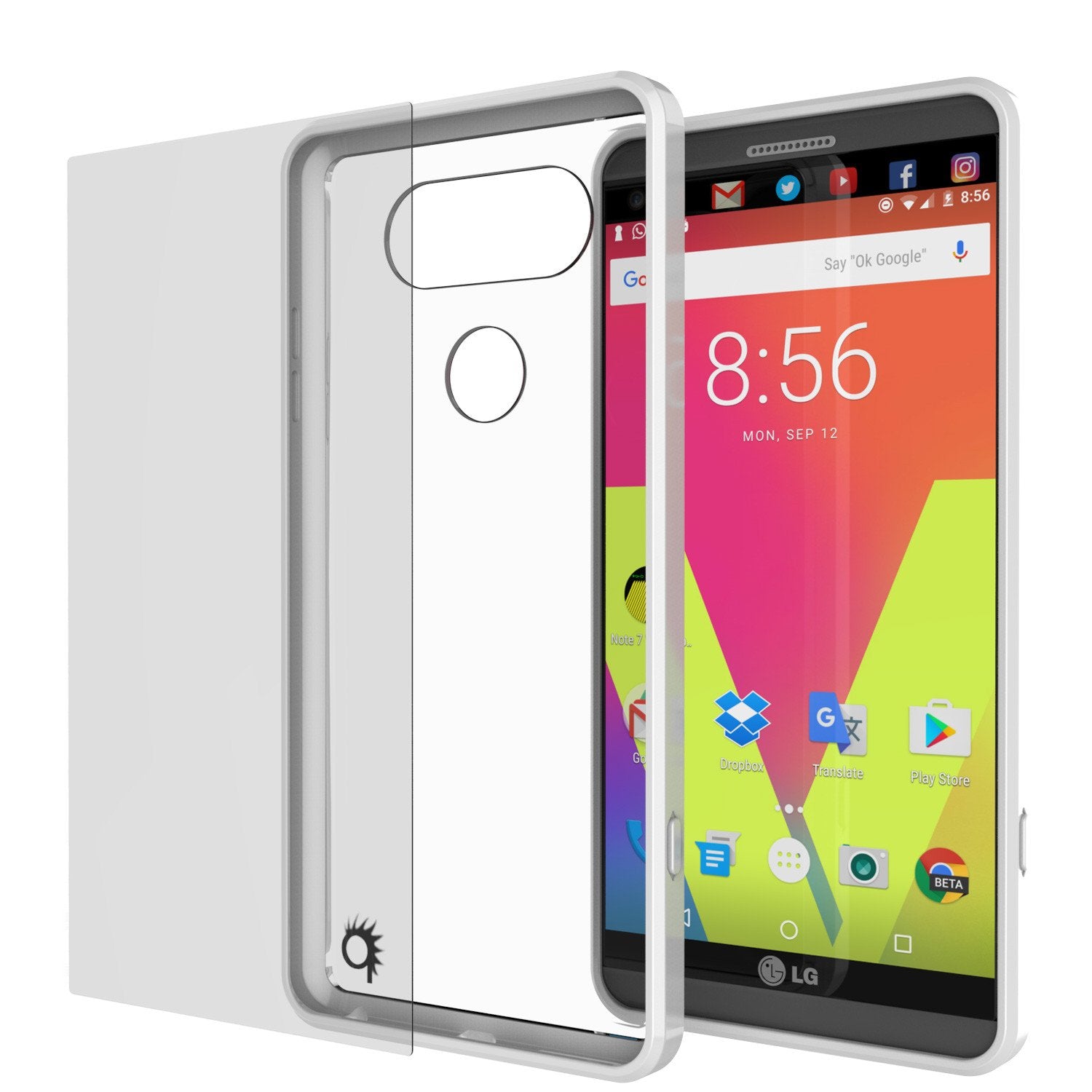 LG v40 Case Punkcase® LUCID 2.0 White Series w/ PUNK SHIELD Glass Screen Protector | Ultra Fit