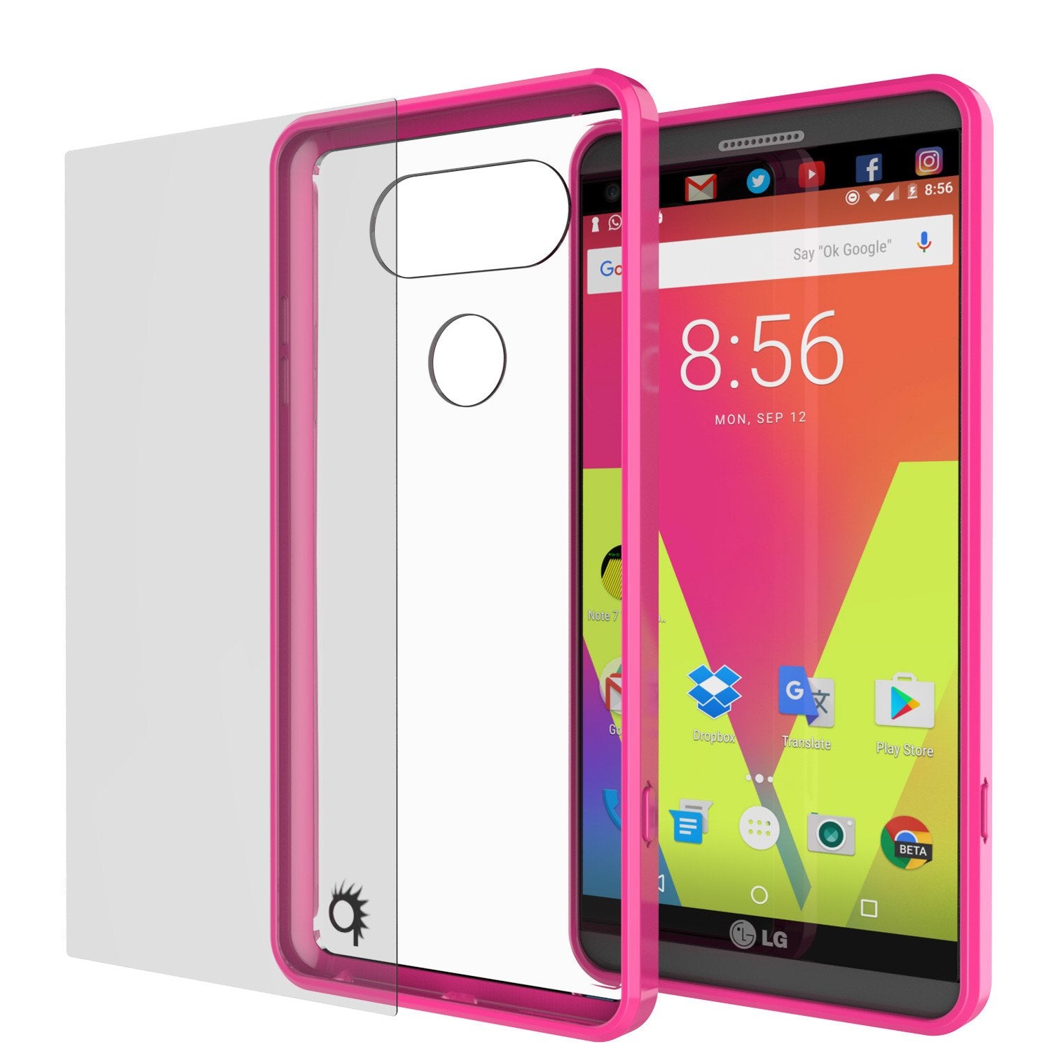 LG v40 Case Punkcase® LUCID 2.0 Pink Series w/ PUNK SHIELD Glass Screen Protector | Ultra Fit