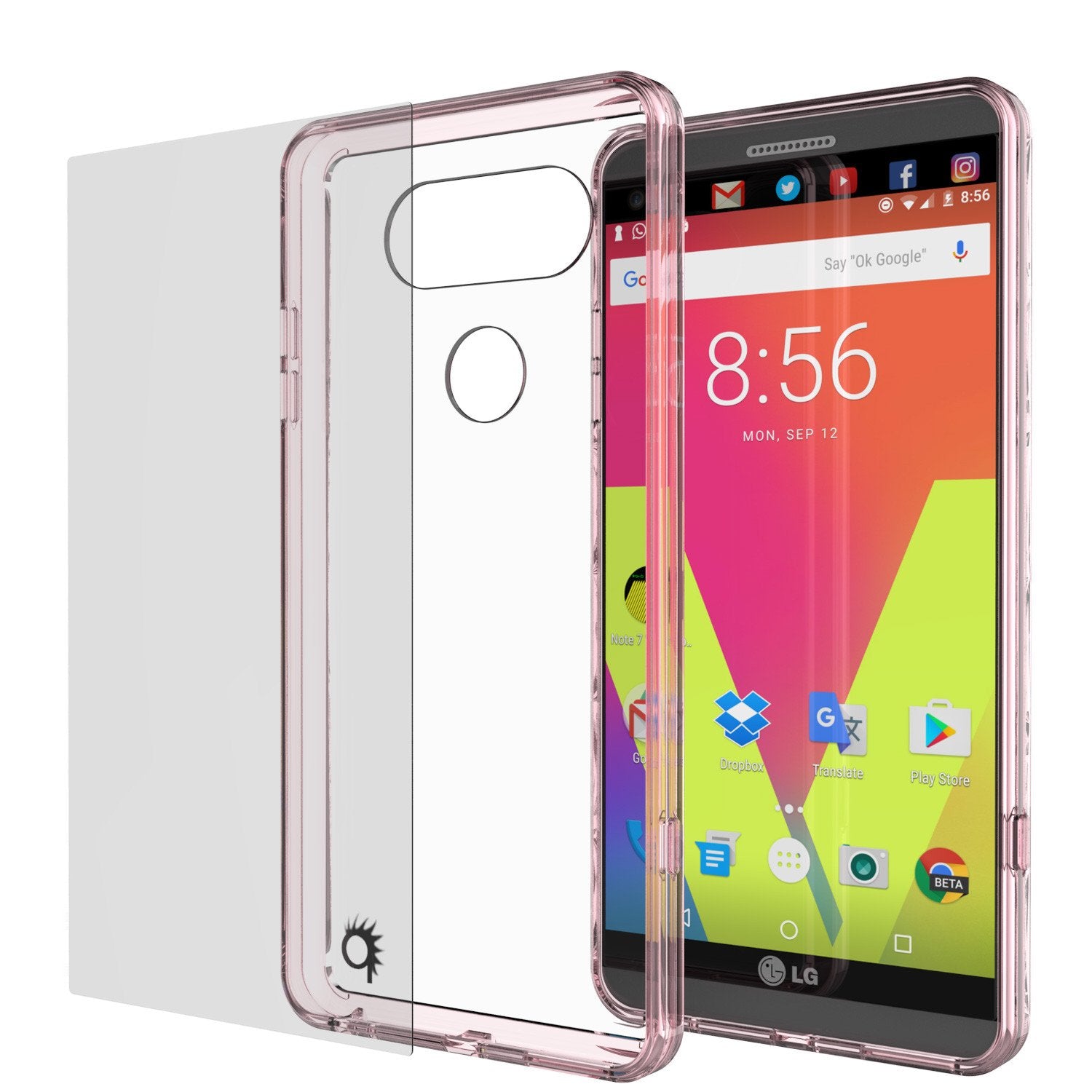 LG v40 Case Punkcase® LUCID 2.0 Crystal Pink Series w/ PUNK SHIELD Glass Screen Protector | Ultra Fit