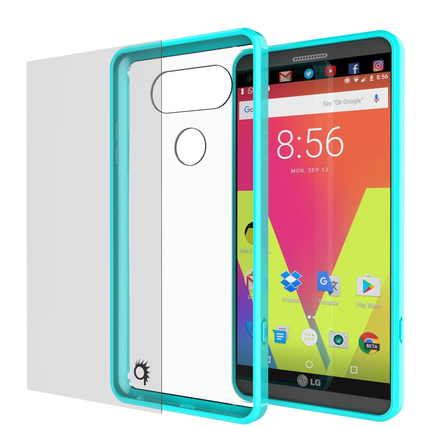 LG v40 Case Punkcase® LUCID 2.0 Teal Series w/ PUNK SHIELD Glass Screen Protector | Ultra Fit