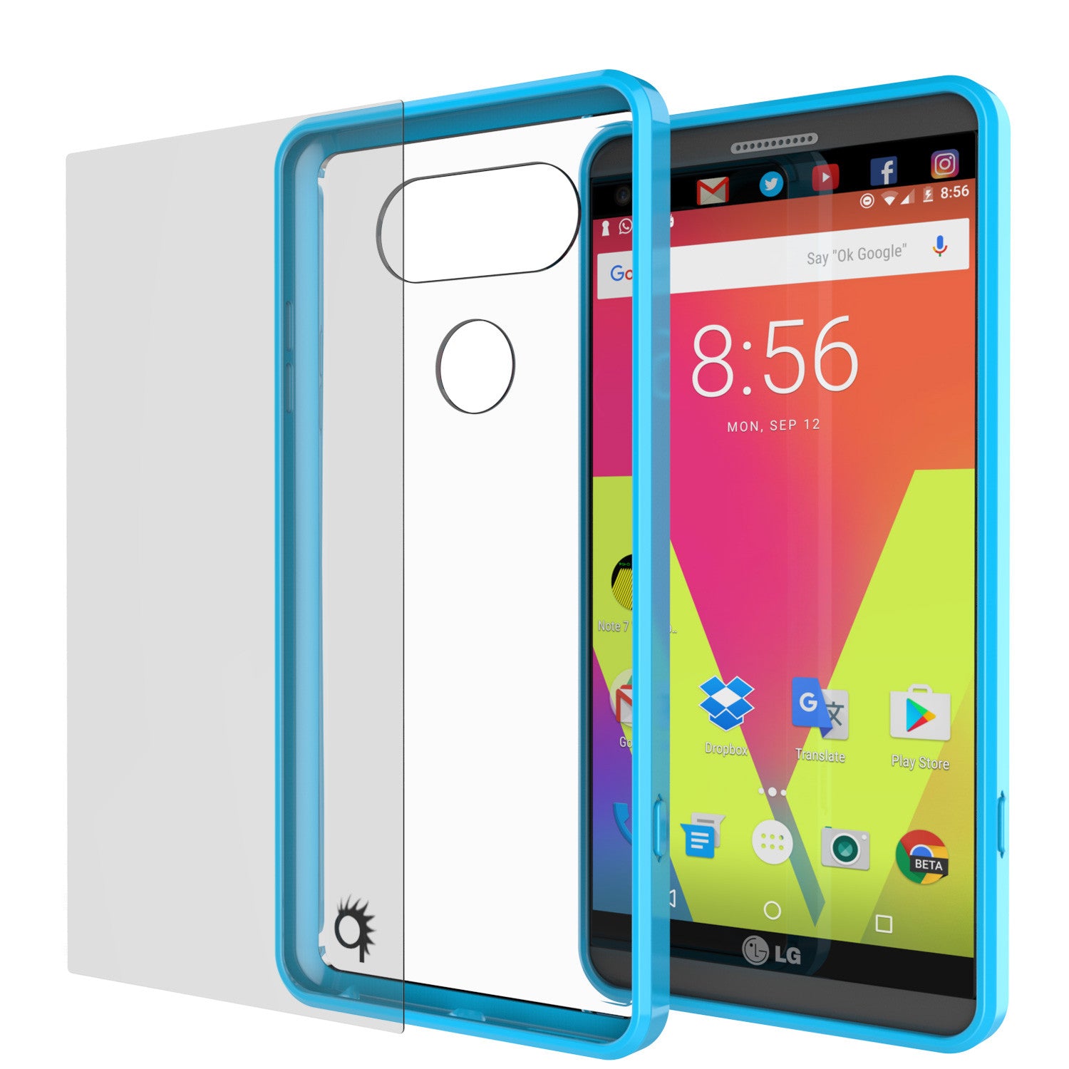 LG v20 Case Punkcase® LUCID 2.0 Light Blue Series w/ PUNK SHIELD Glass Screen Protector | Ultra Fit