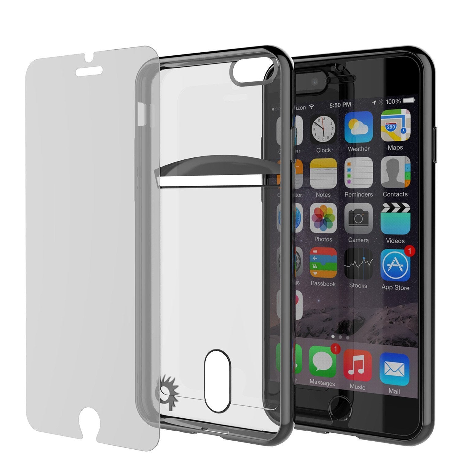 iPhone 8 Case, PUNKCASE® LUCID Black Series | Card Slot | SHIELD Screen Protector | Ultra fit