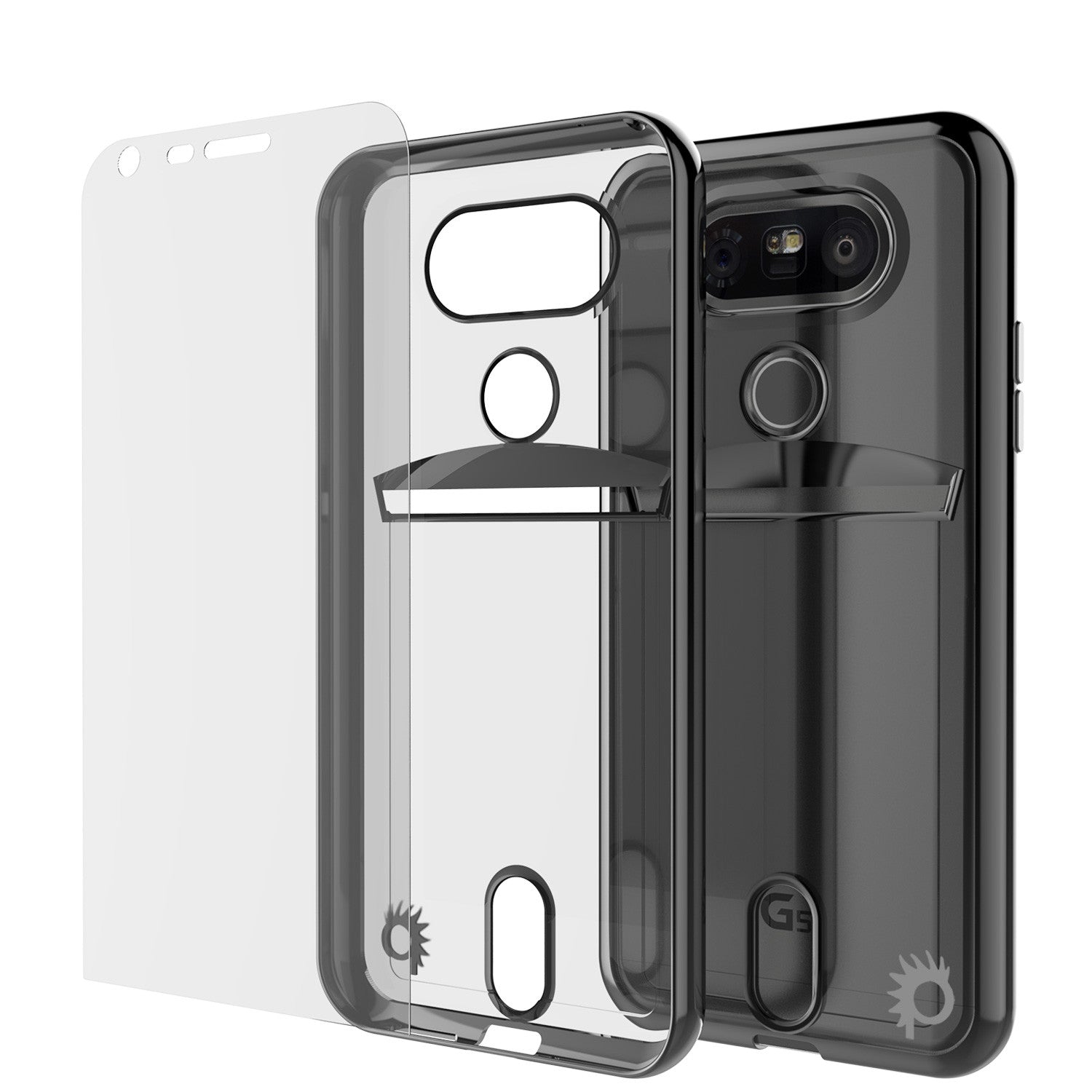 LG G5 Case, PUNKCASE® Black LUCID Series | Card Slot | PUNK SHIELD Screen Protector | Ultra Fit