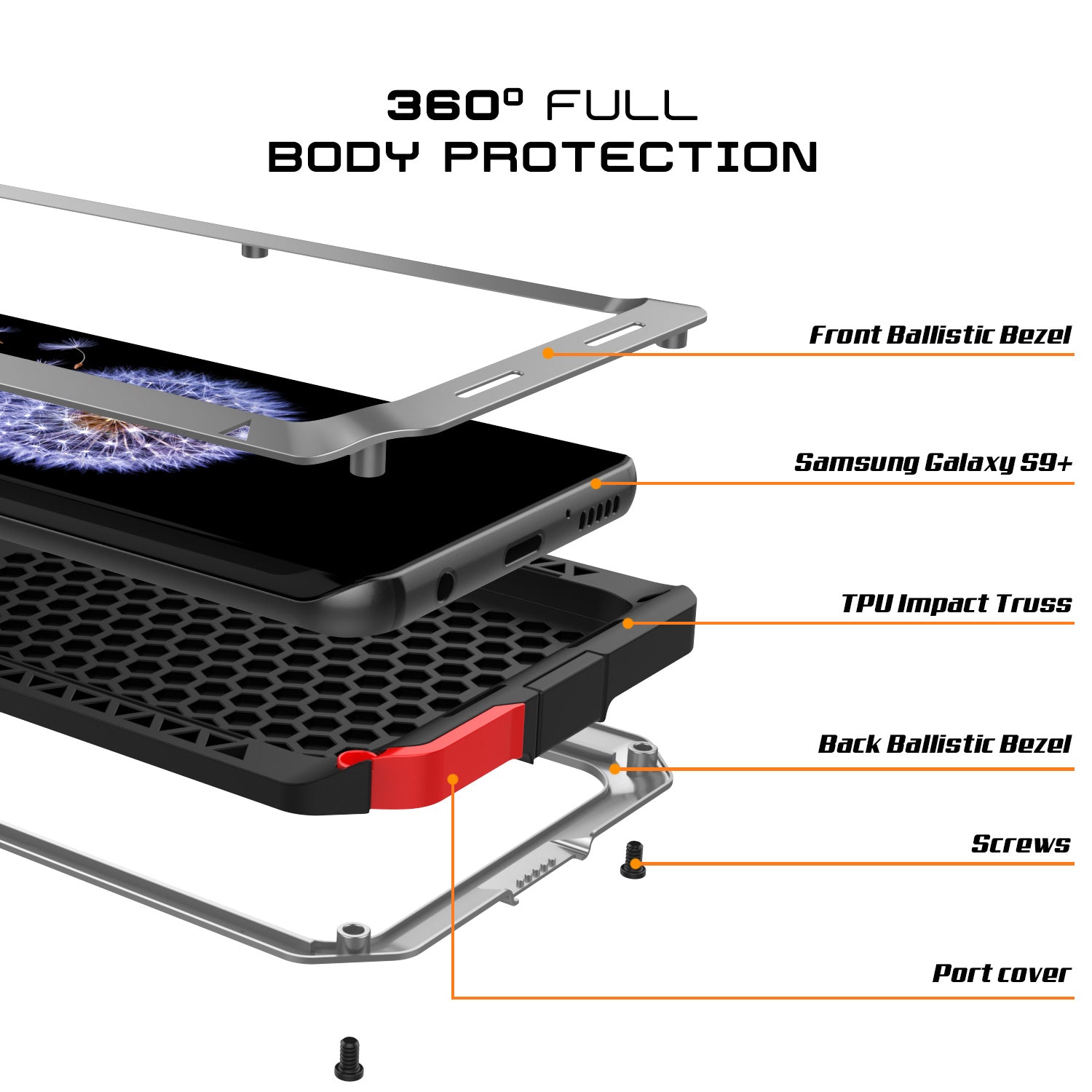 Galaxy S9 Plus Metal Case, Heavy Duty Military Grade Rugged Armor Cover [Silver]