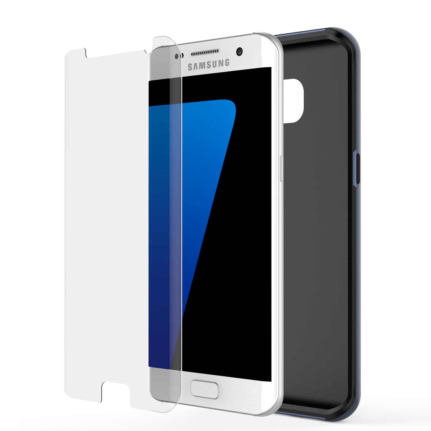 Galaxy S7 Edge Case, PunkCase STEALTH Navy Blue Series Hybrid 3-Piece Shockproof Dual Layer Cover