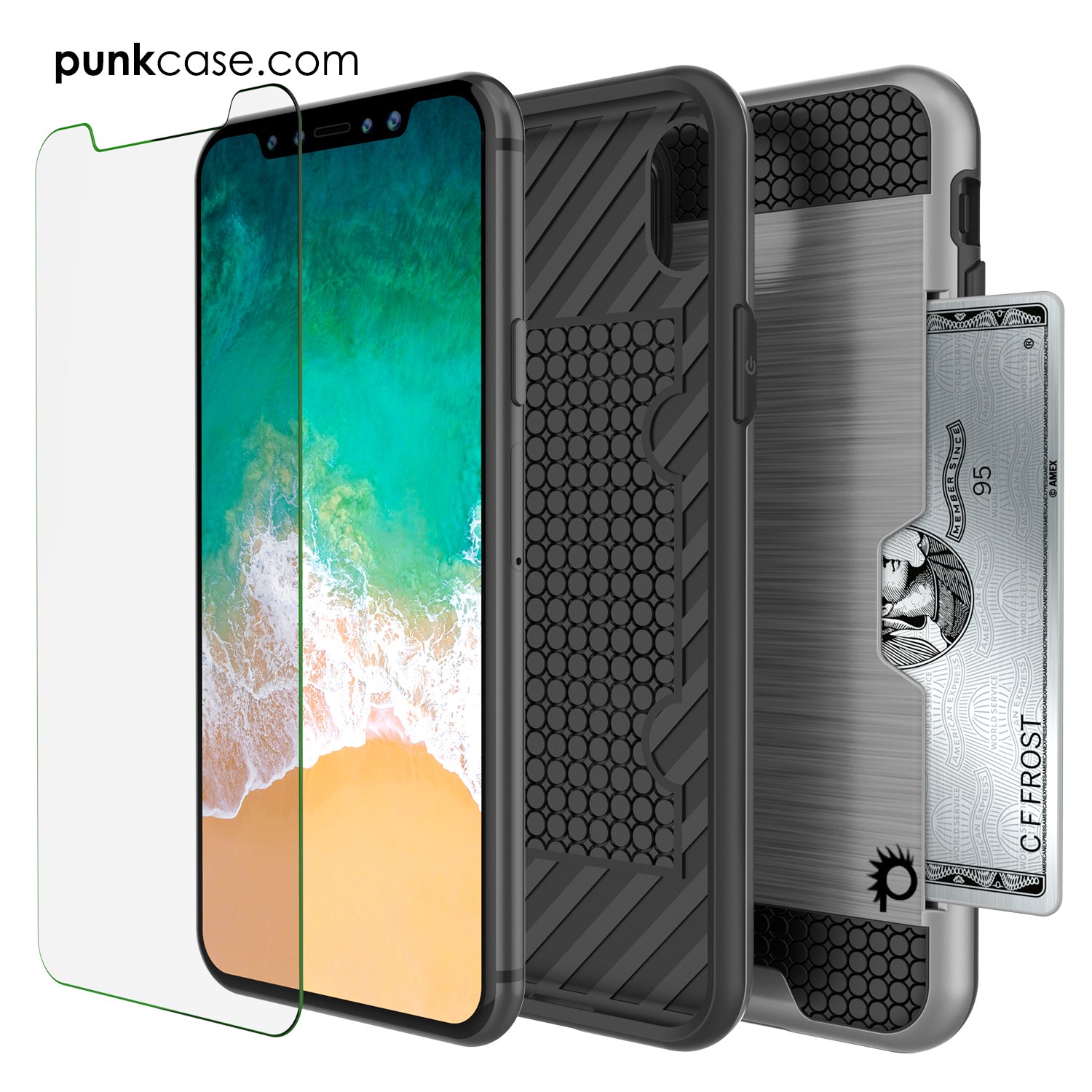 iPhone X Case, PUNKcase [SLOT Series] Slim Fit Dual-Layer Armor Cover [Black]
