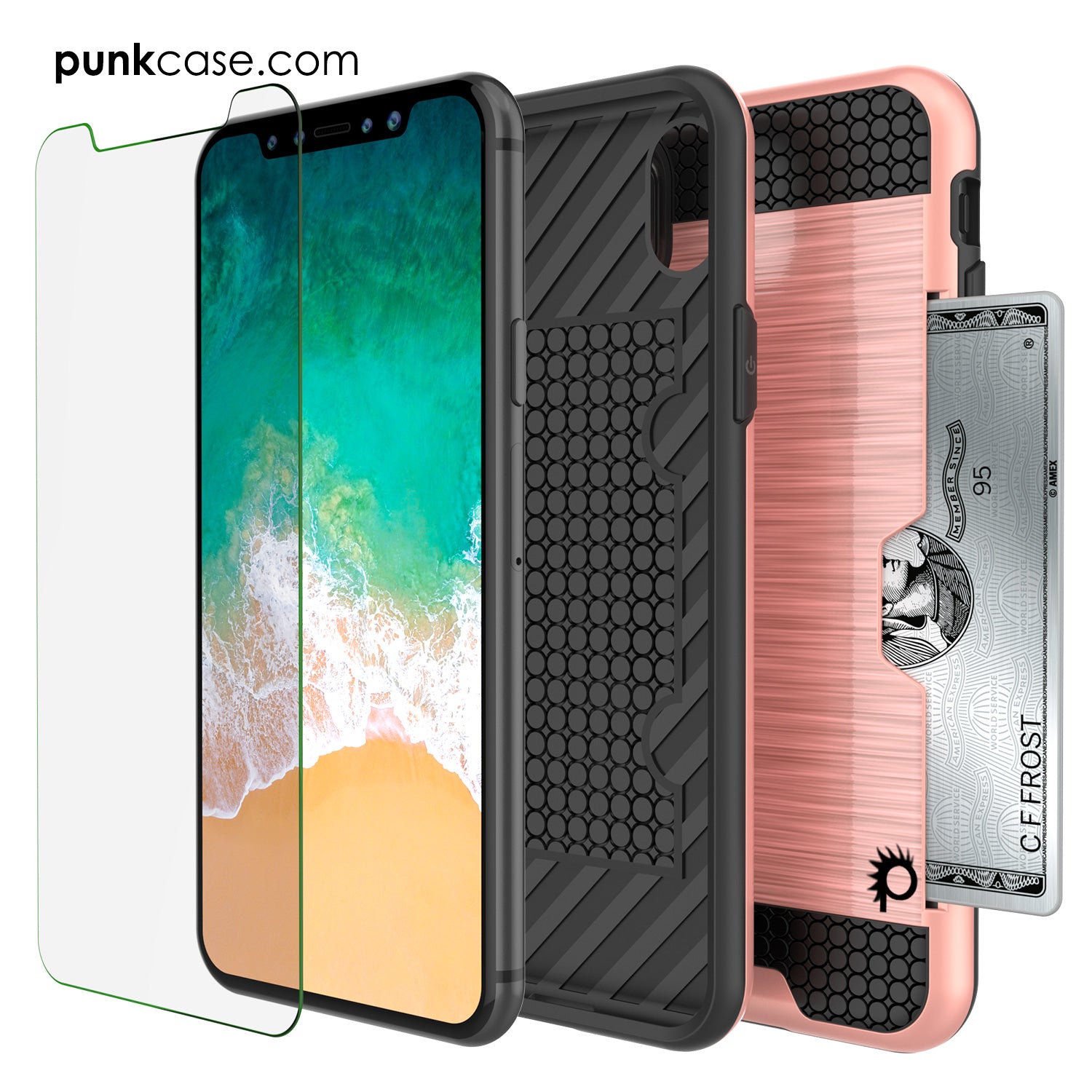 iPhone X Case, PUNKcase [SLOT Series] Slim Fit Dual-Layer Armor Cover [Rose Gold]