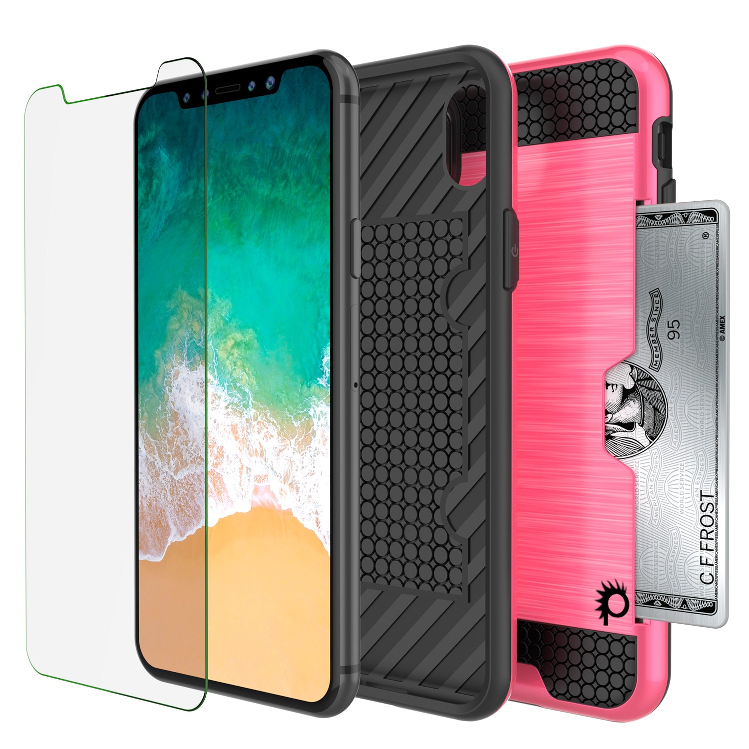 iPhone X Case, PUNKcase [SLOT Series] Slim Fit Dual-Layer Armor Cover [Pink]