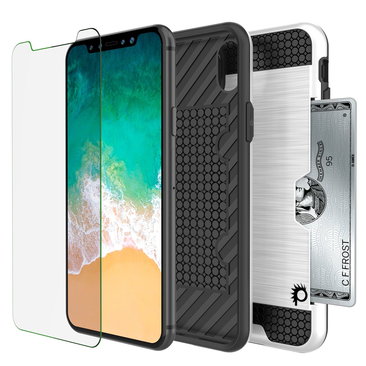iPhone X Case, PUNKcase [SLOT Series] Slim Fit Dual-Layer Armor Cover [White]