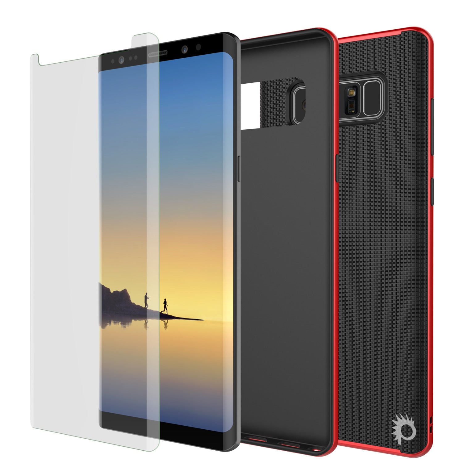 Galaxy Note 8 Hybrid 3-Piece Anti-Shock Dual Layer Bumper Case | Red