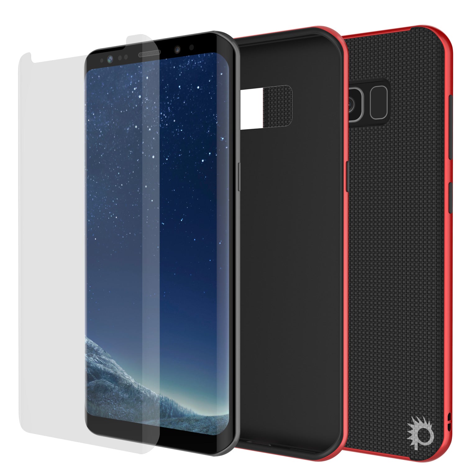 Galaxy S8 Case, PunkCase Stealth Red Series Hybrid 3-Piece Shockproof Dual Layer Cover