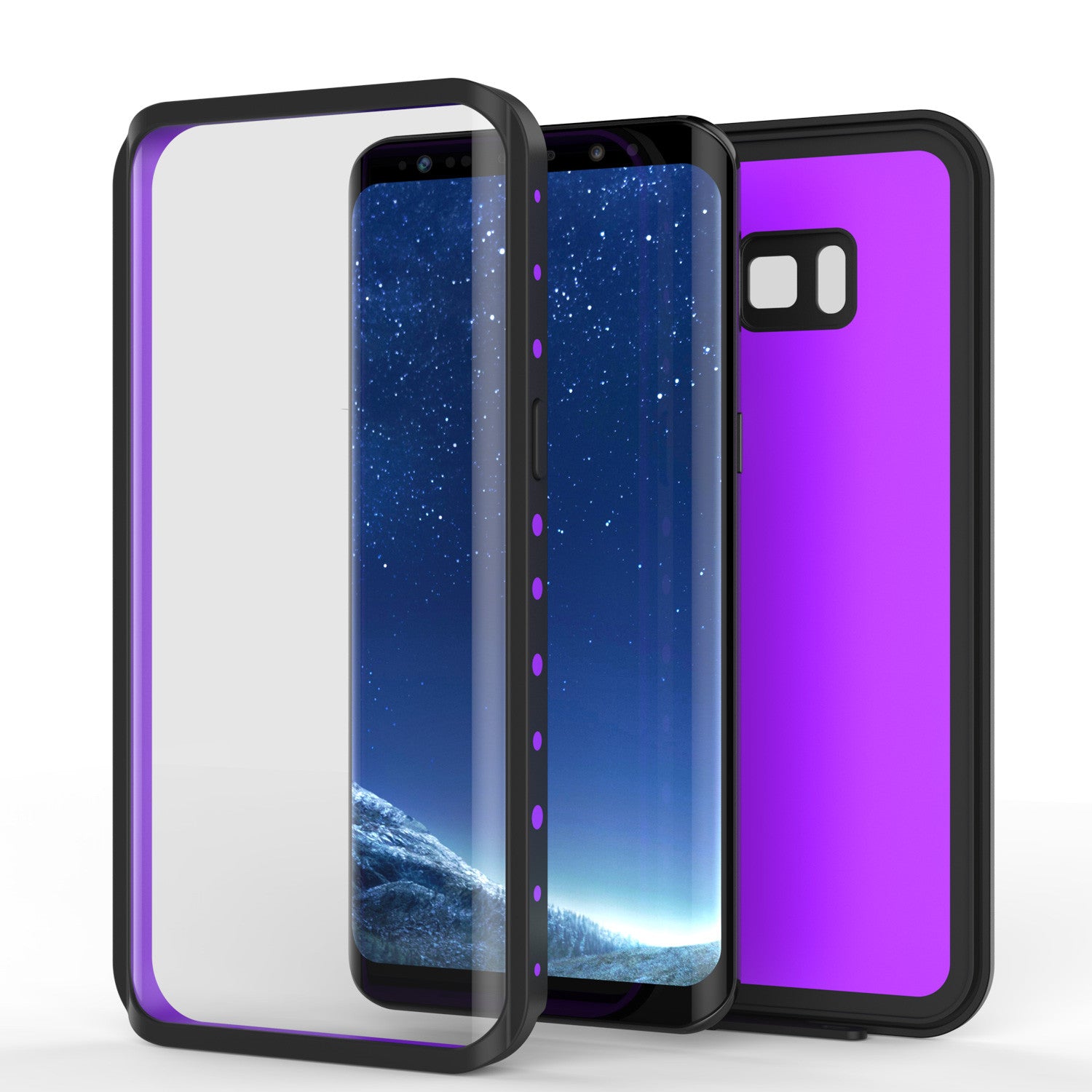 Galaxy S8 Waterproof Case PunkCase StudStar Purple Thin 6.6ft Underwater IP68 Shock/Snow Proof