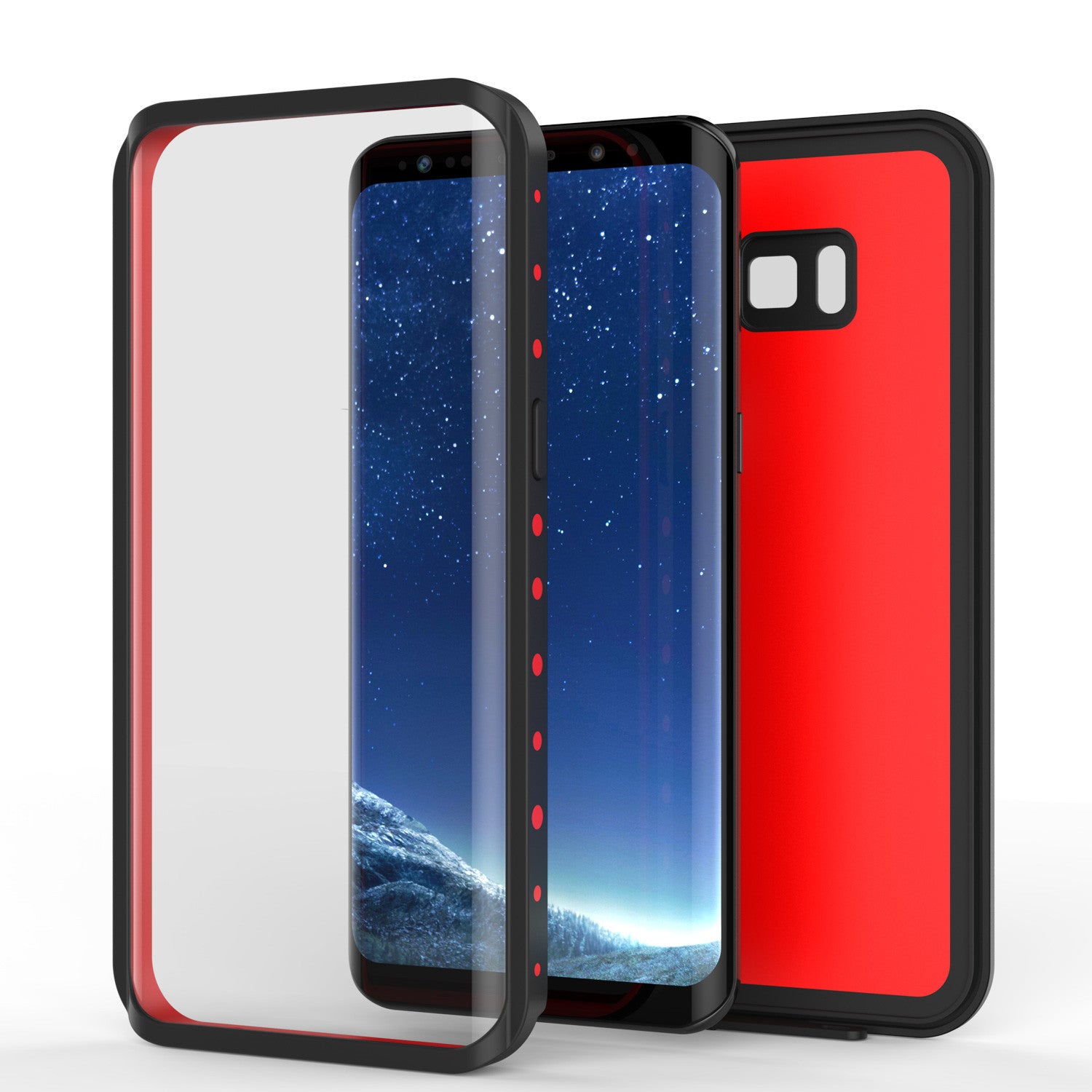 Galaxy S8 Waterproof Case PunkCase StudStar Red Thin 6.6ft Underwater IP68 Shock/Snow Proof