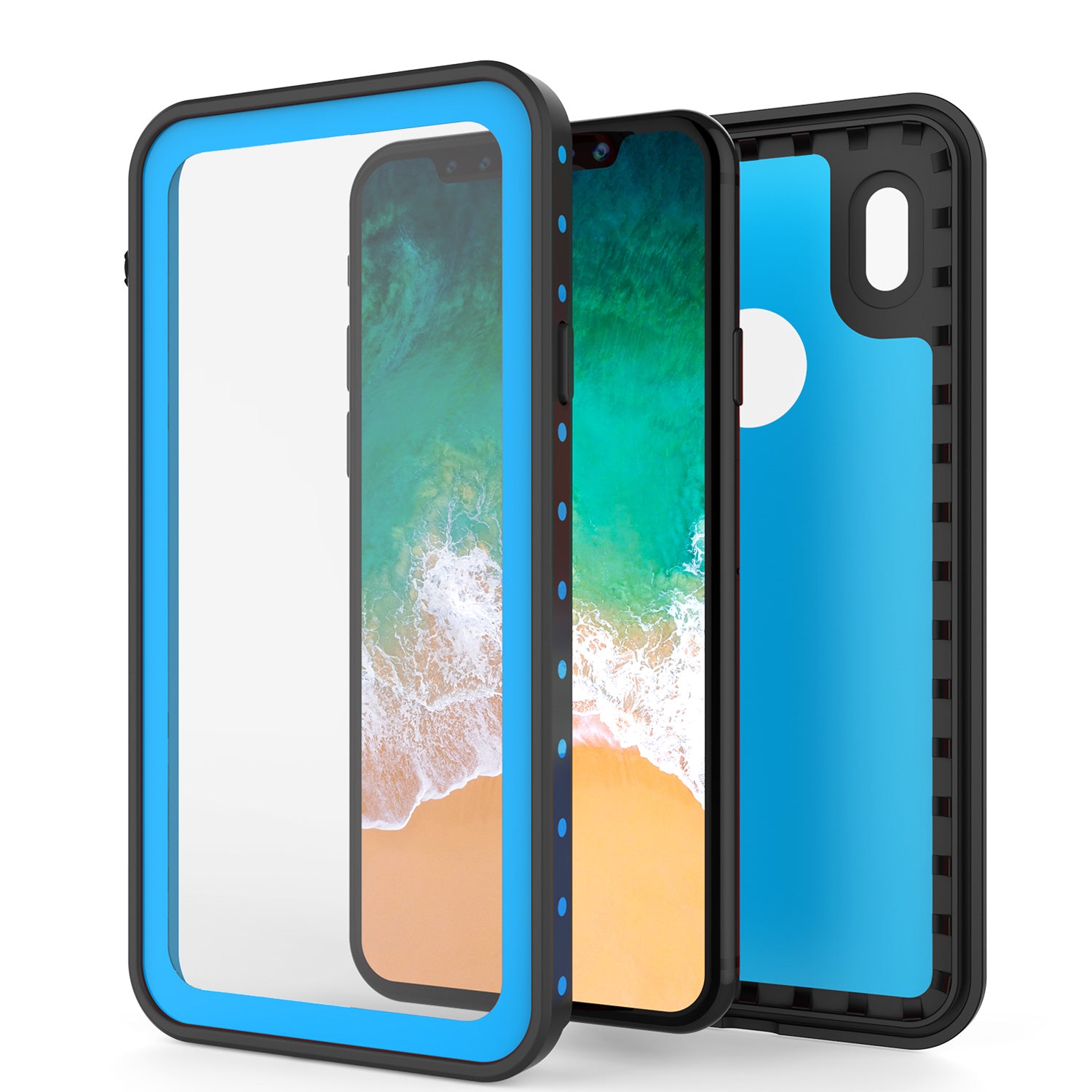 iPhone X Waterproof IP68 Case, Punkcase [Light blue] [StudStar Series] [Slim Fit] [Dirtproof]