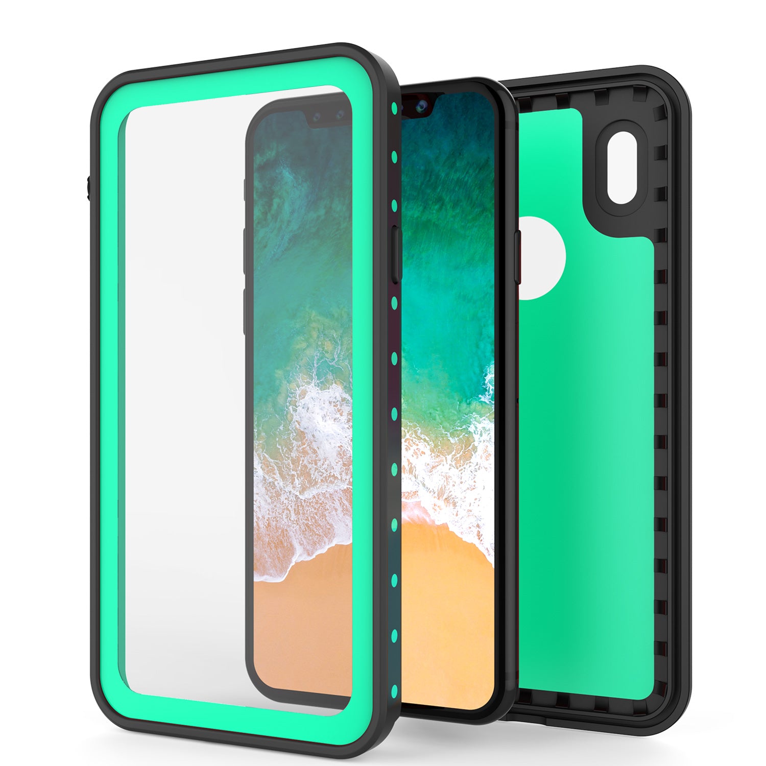 iPhone X Waterproof IP68 Case, Punkcase [Teal] [StudStar Series] [Slim Fit] [Dirtproof]