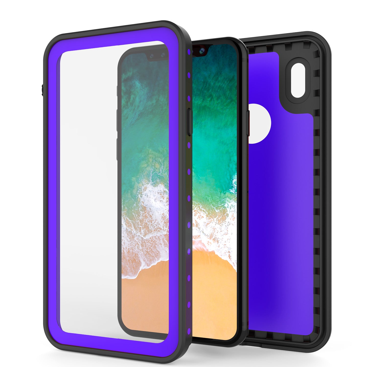 iPhone X Waterproof IP68 Case, Punkcase [Purple] [StudStar Series] [Slim Fit] [Dirtproof]