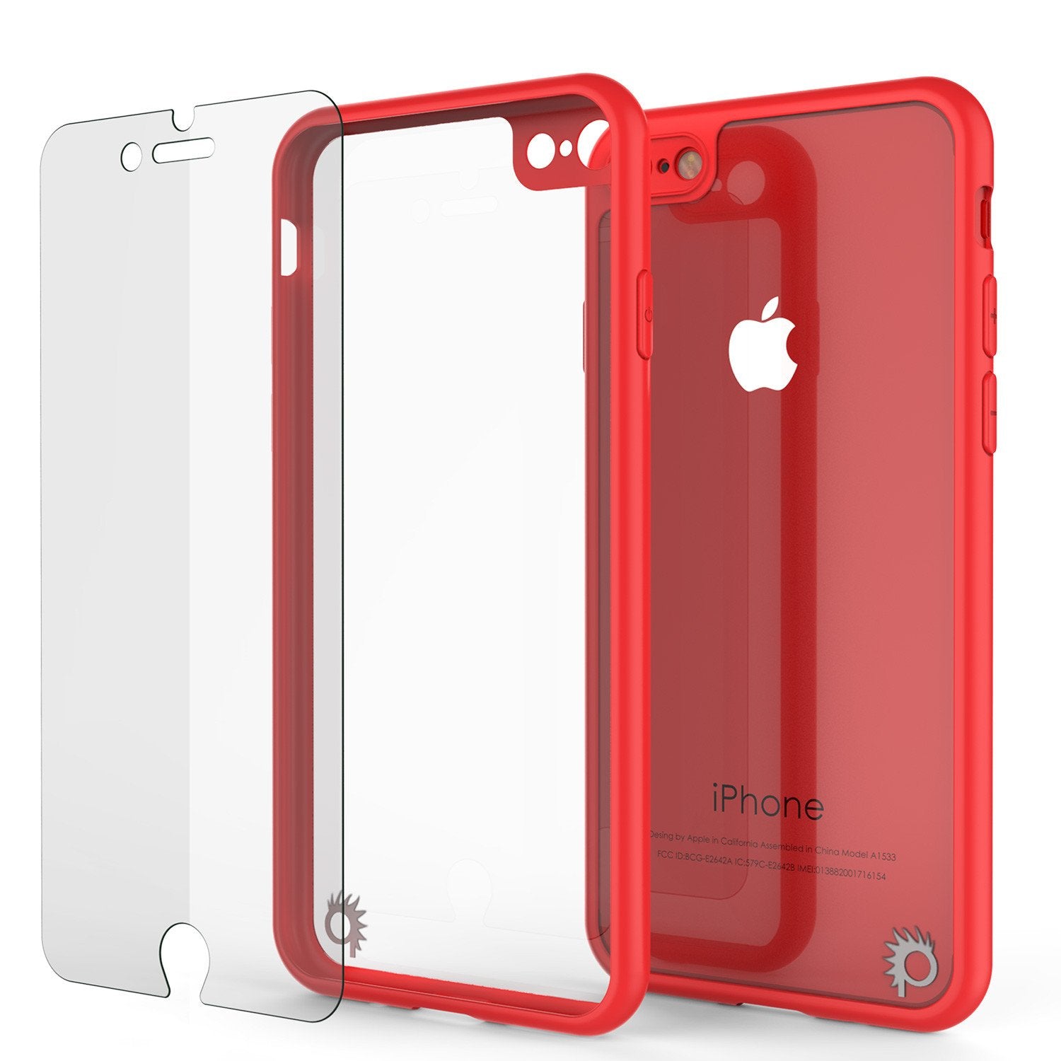 iPhone 8 Case [MASK Series] [RED] Full Body Hybrid Dual Layer TPU Cover W/ protective Tempered Glass Screen Protector