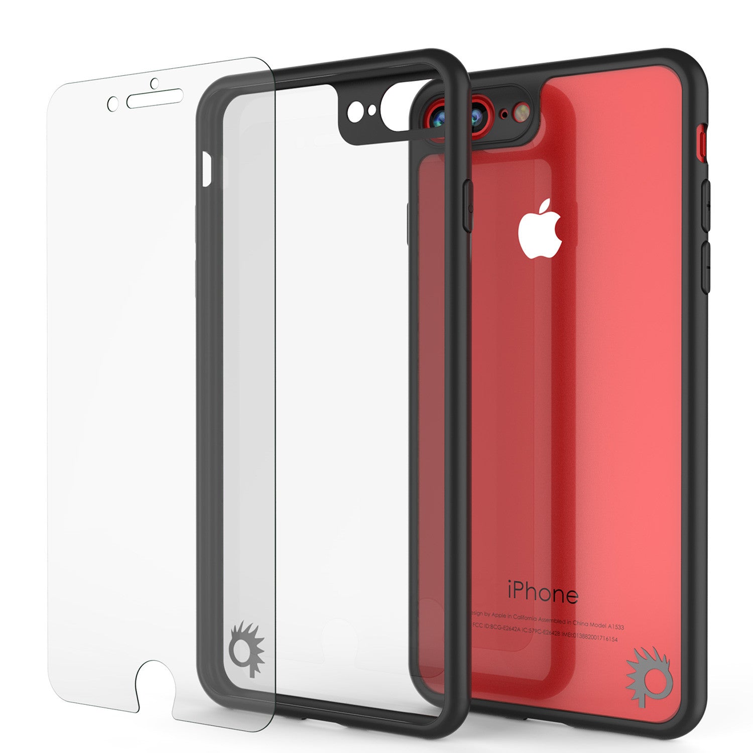 iPhone 7+ Plus Case, Punkcase [MASK Series] [BLACK] Full Body Hybrid Dual Layer TPU Cover W/ protective Tempered Glass Screen Protector