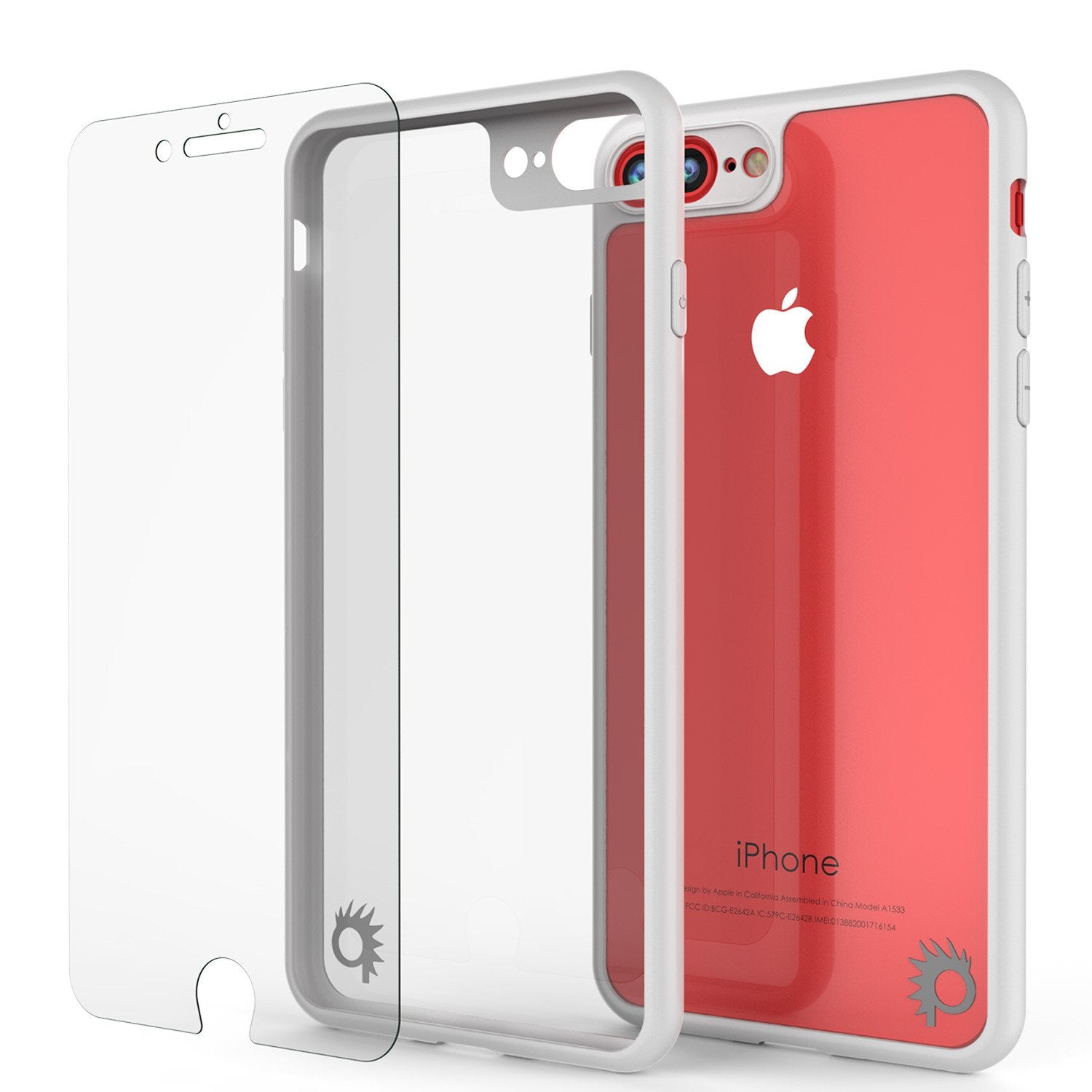 iPhone 8+ Plus Case, Punkcase [MASK Series] [WHITE] Full Body Hybrid Dual Layer TPU Cover W/ protective Tempered Glass Screen Protector