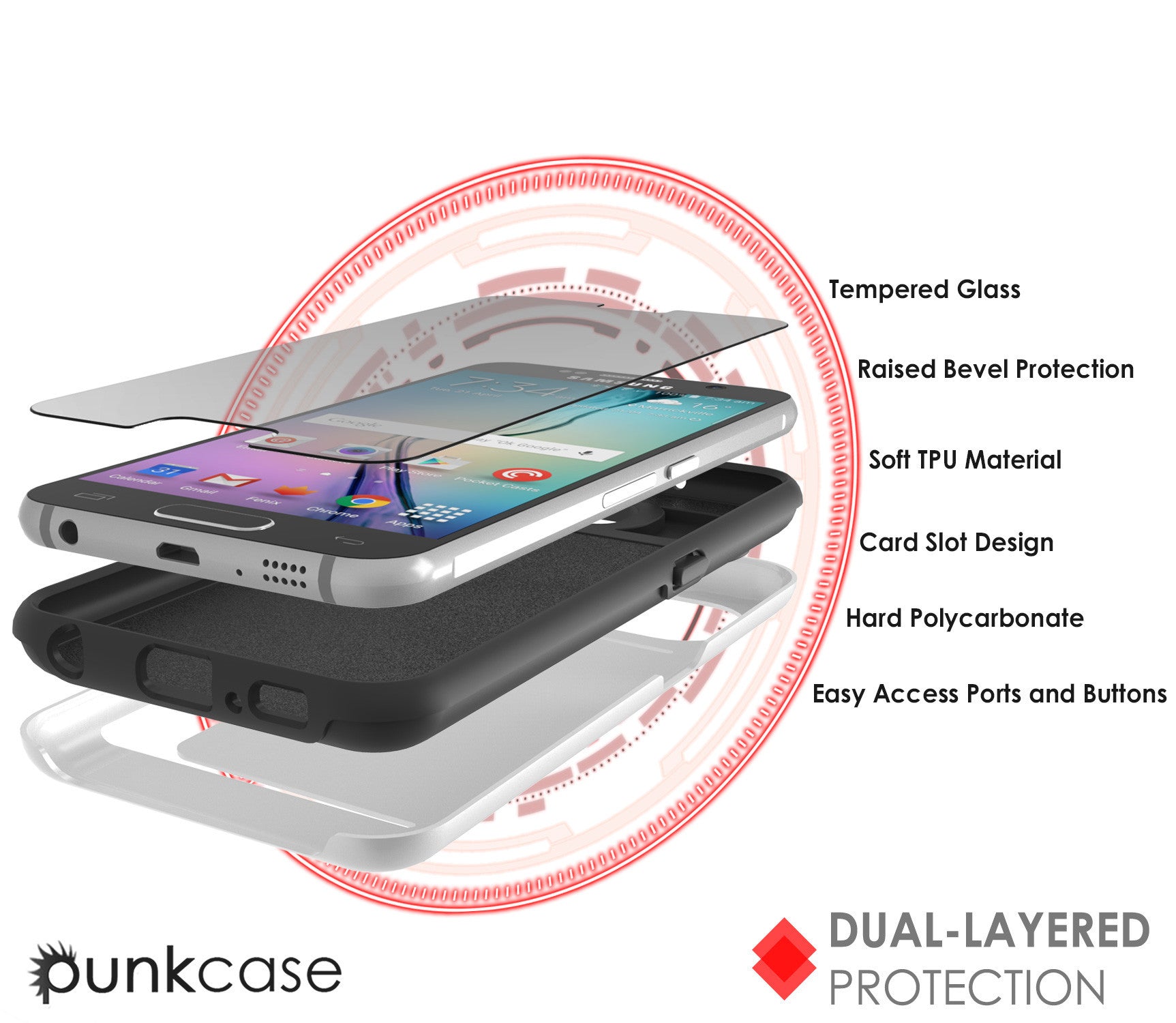 Galaxy S6 EDGE Plus Case PunkCase CLUTCH White Series Slim Armor Soft Cover Case w/ Screen Protector