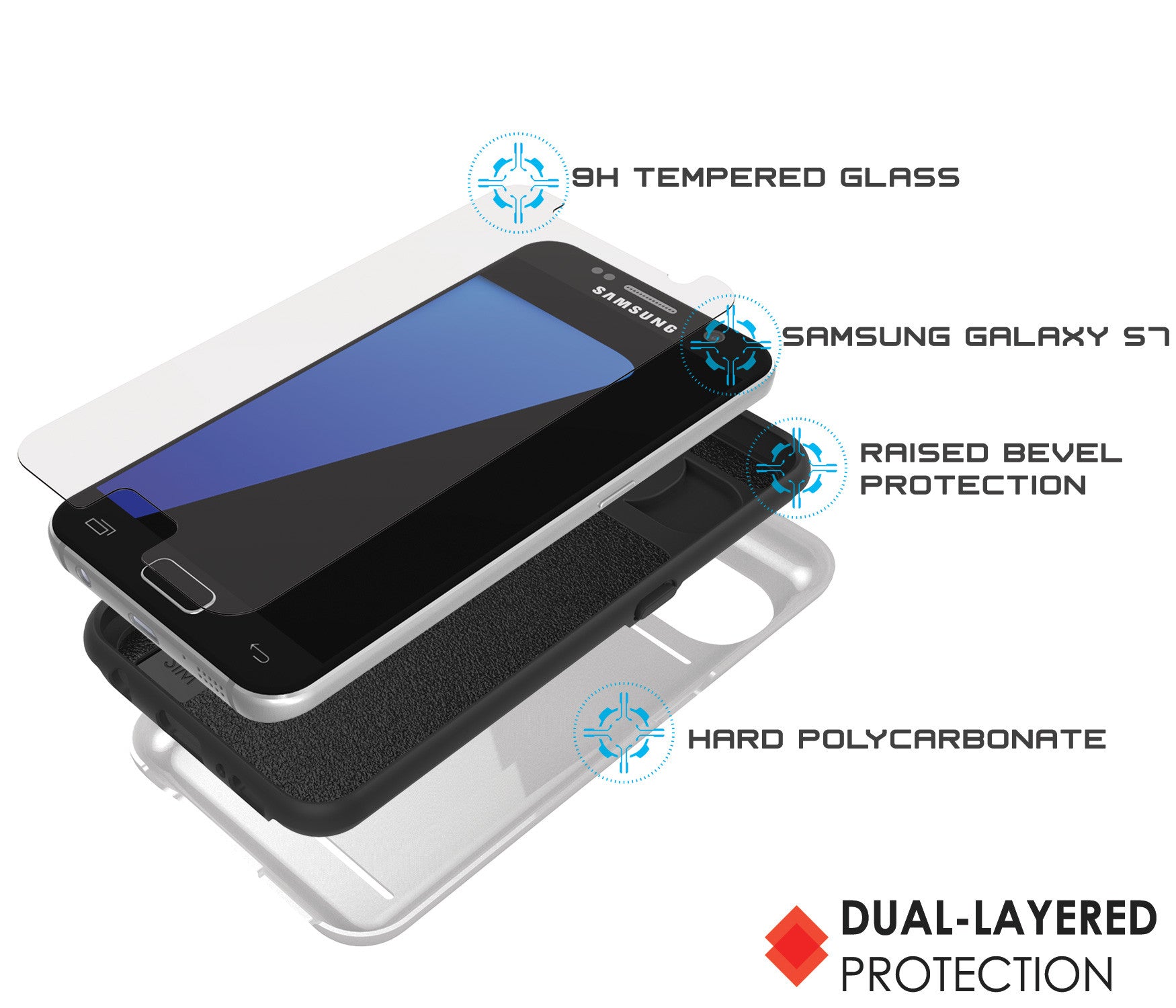 Galaxy s7 Case PunkCase CLUTCH White Series Slim Armor Soft Cover Case w/ Tempered Glass