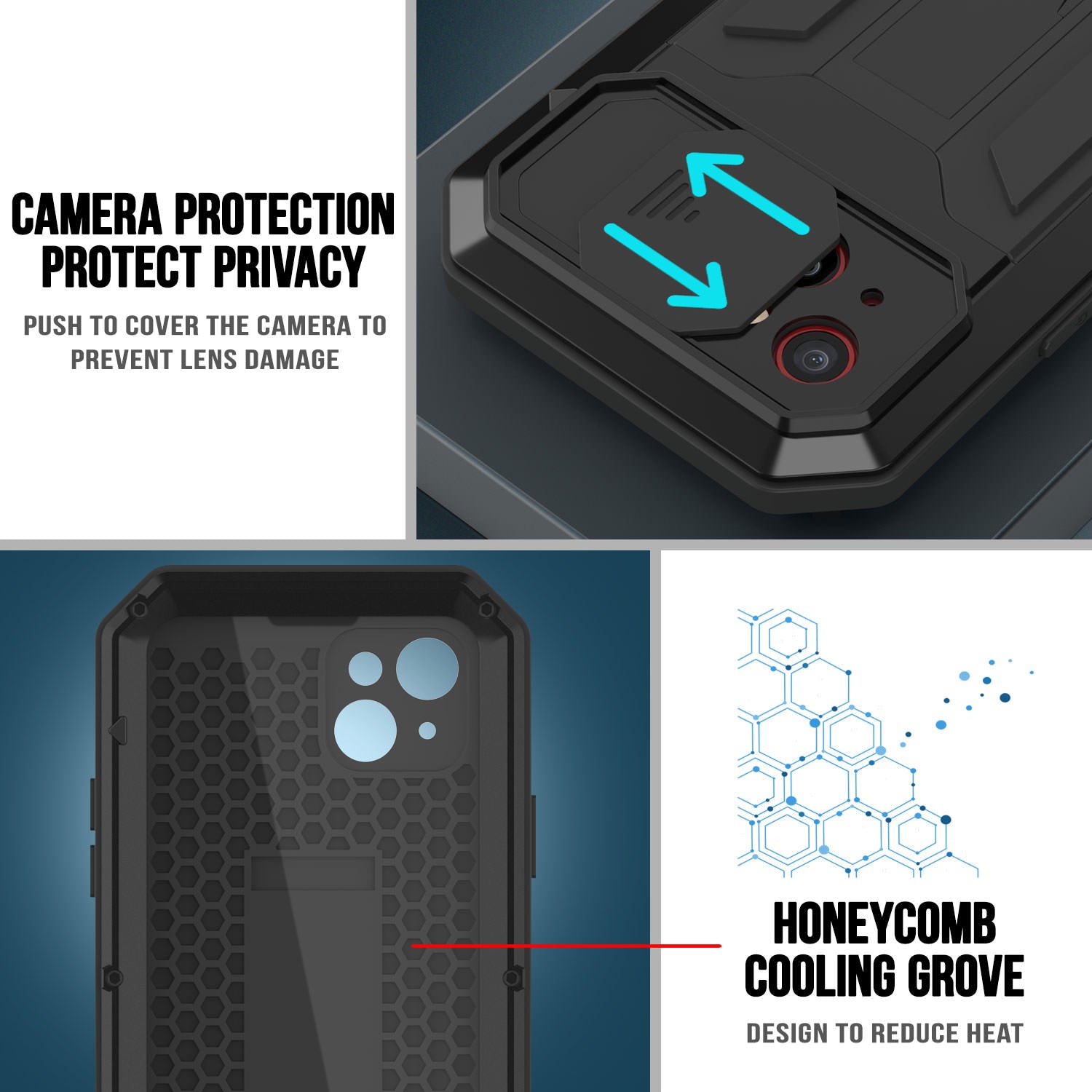 iPhone 13 Metal 2.0 Case, Heavy Duty Military Grade Armor Cover [shock proof] Full Body Hard [Black]