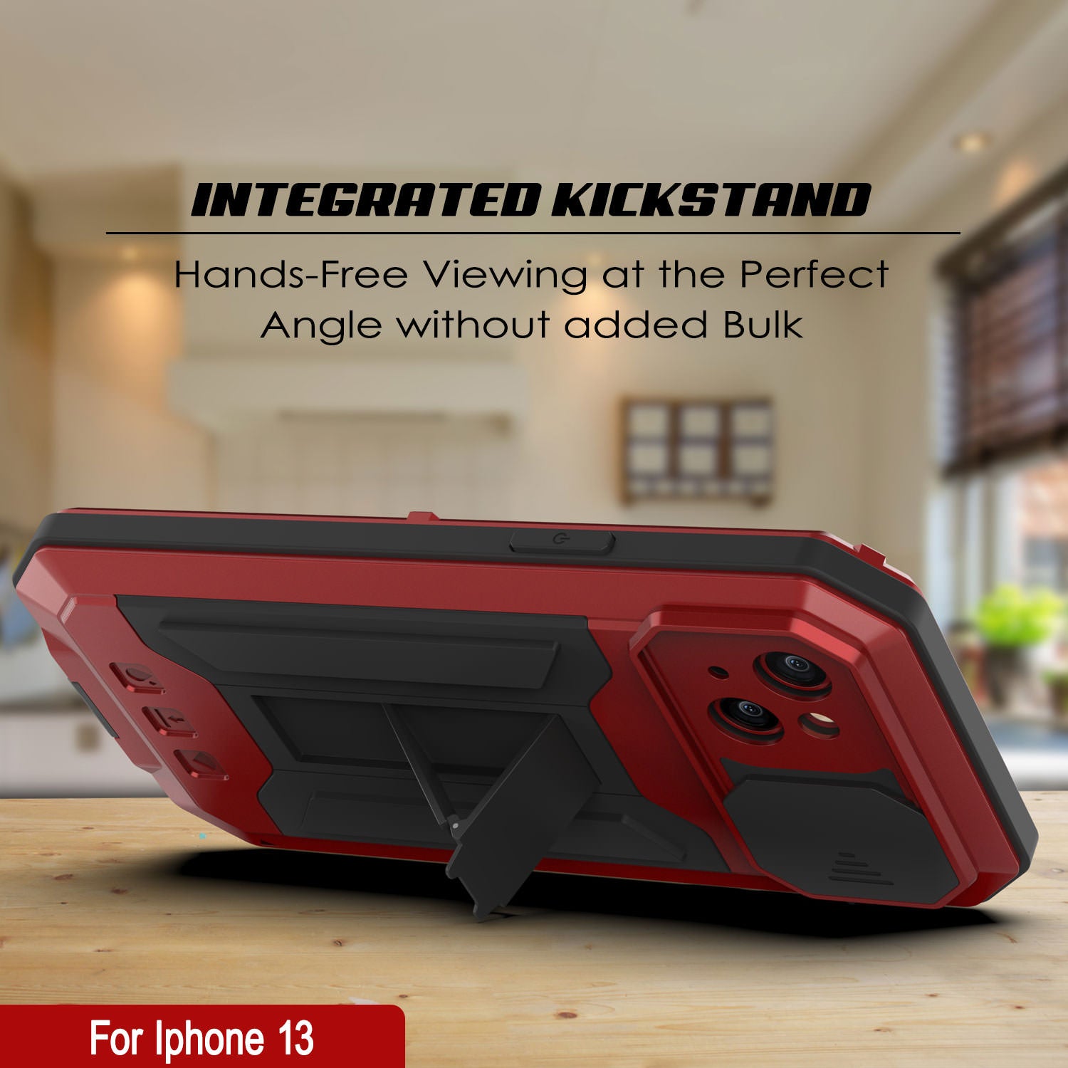 iPhone 13 Metal 2.0 Case, Heavy Duty Military Grade Armor Cover [shock proof] Full Body Hard [Red]